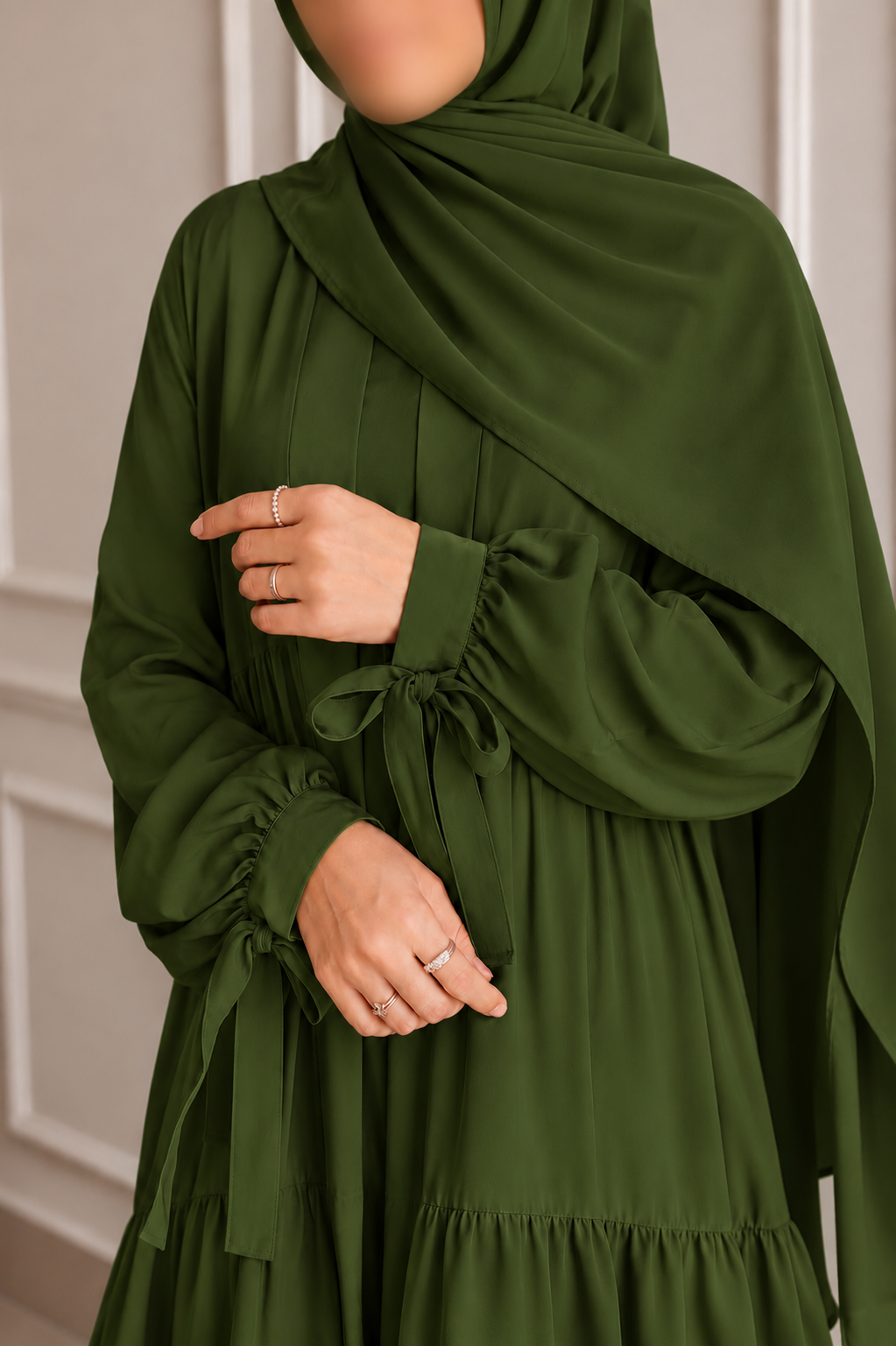 Flowy 3 Piece Abaya – Olive Muse