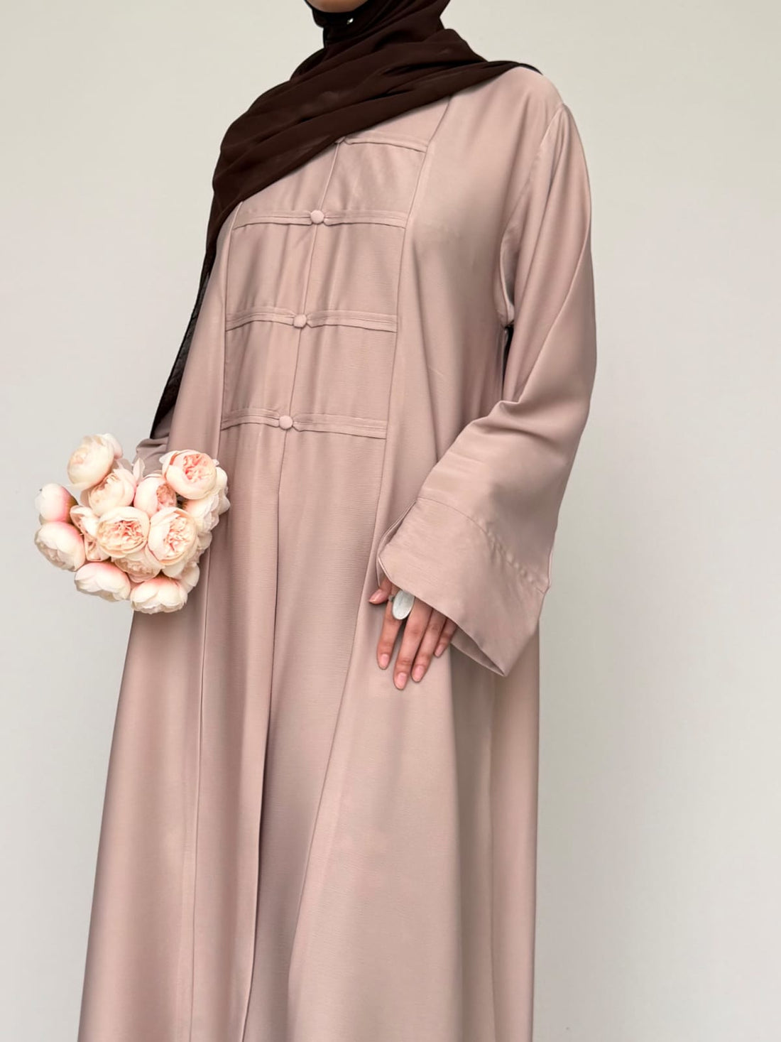 Liora - Pleated Abaya - Beige