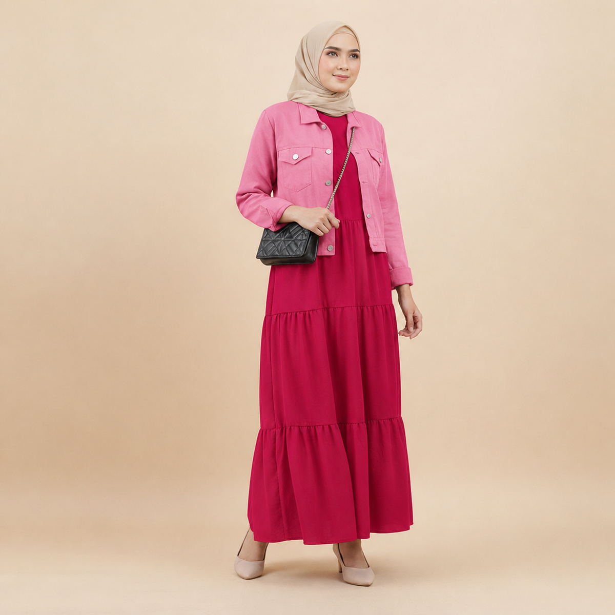 Frock+Jacket Duo- Pink/Soft Pink