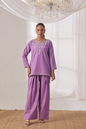TWIN- 2PC COTTON COORD SET- Lilac