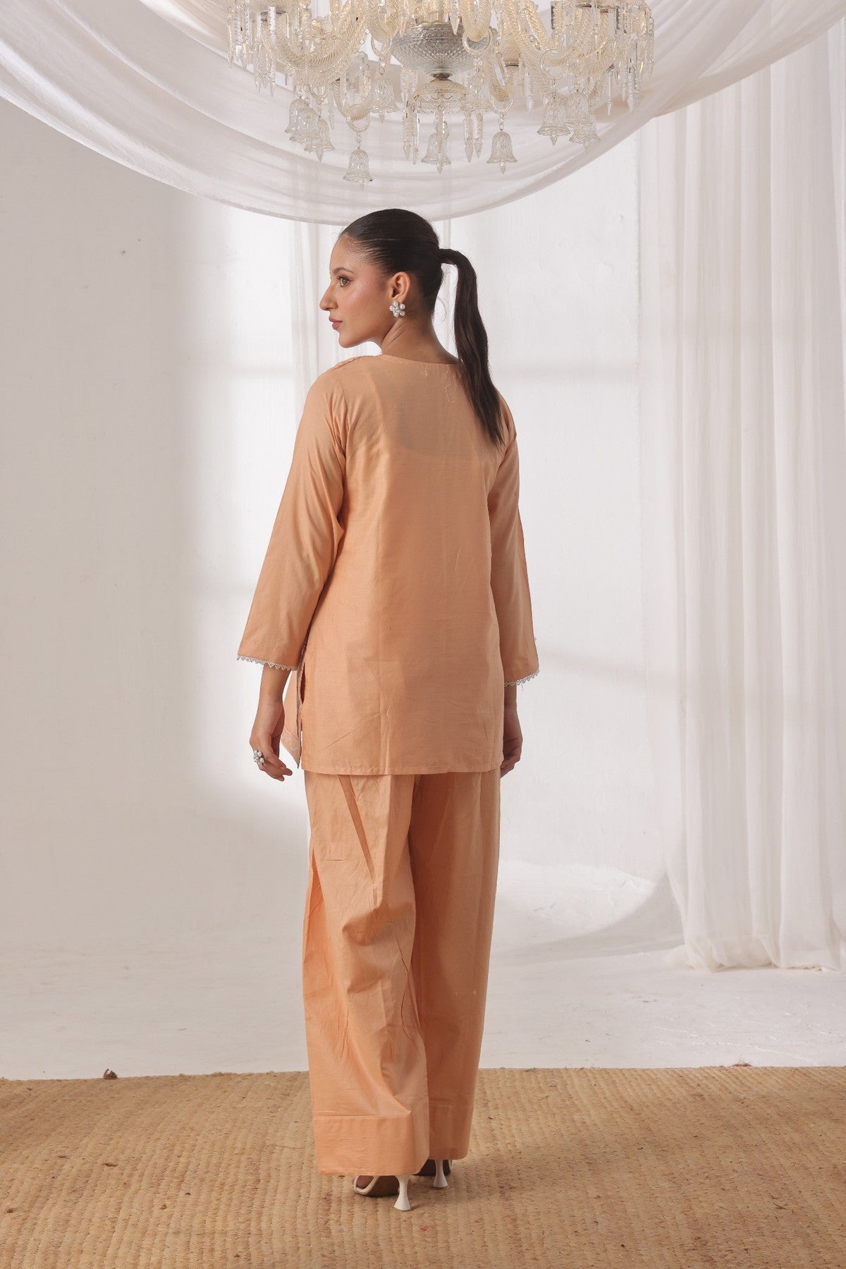 TWIN- 2PC COTTON COORD SET- PEACH