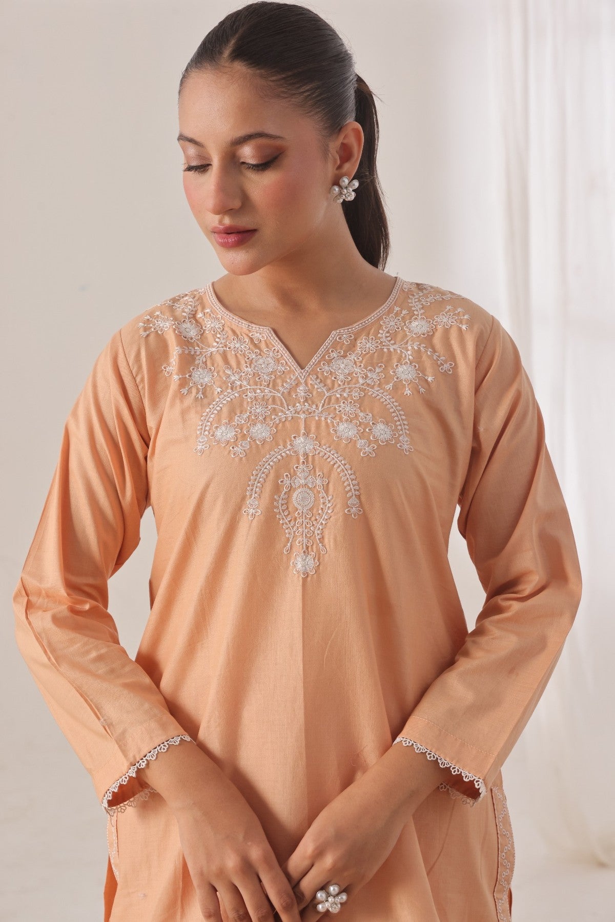 TWIN- 2PC COTTON COORD SET- PEACH