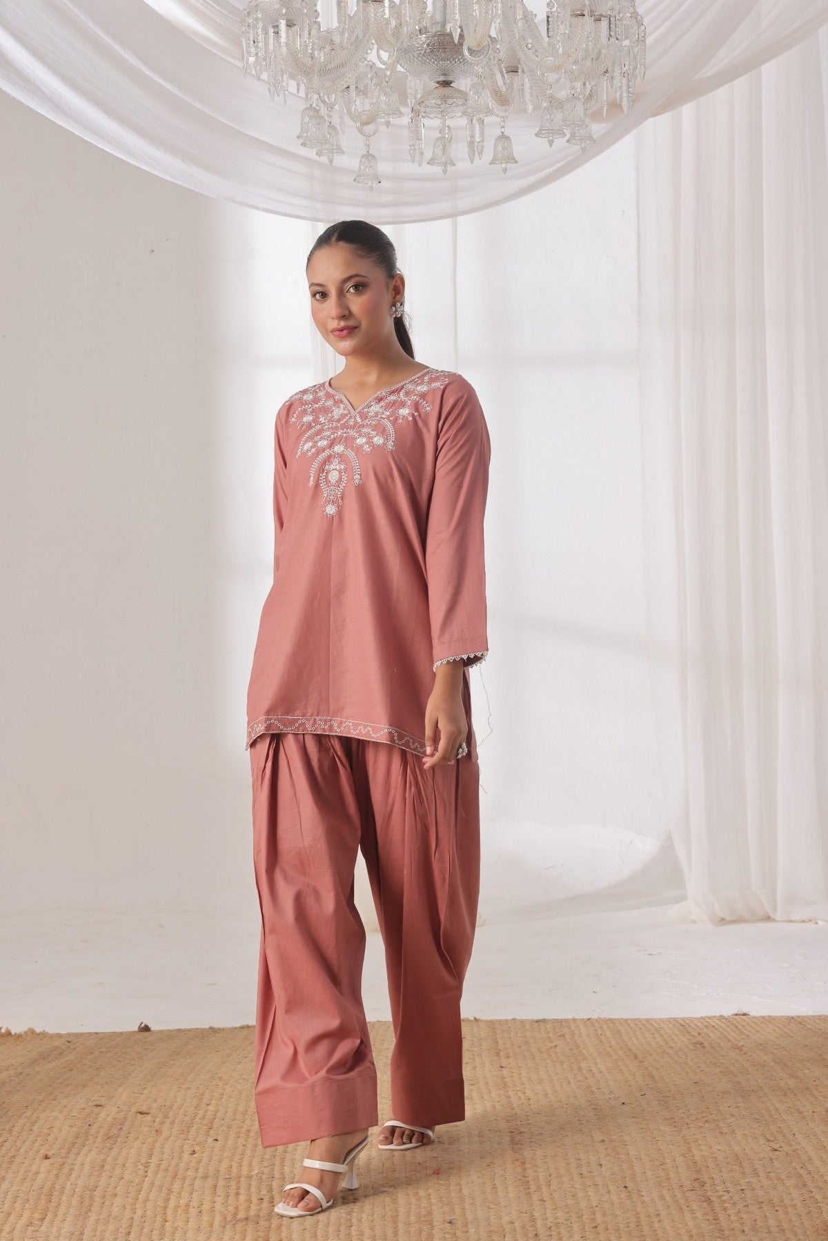 TWIN- 2PC COTTON COORD SET- ROSE