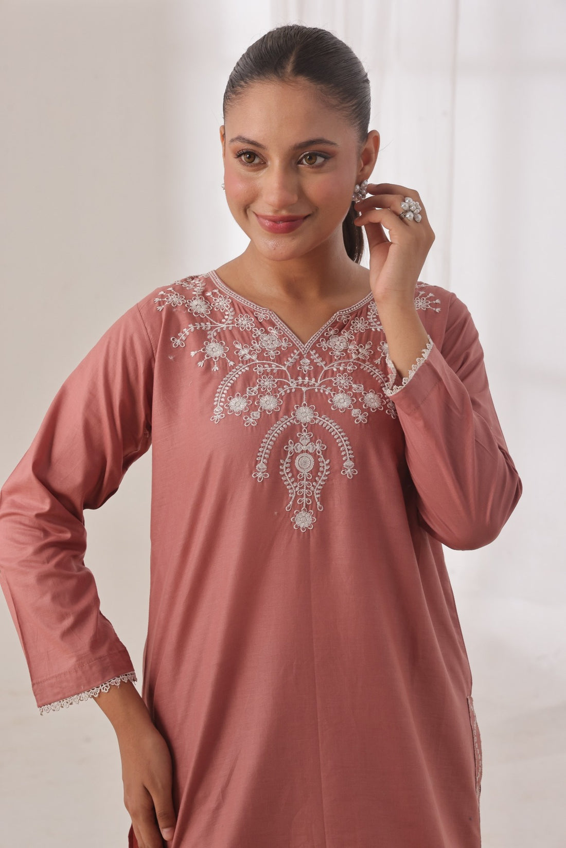 TWIN- 2PC COTTON COORD SET- ROSE