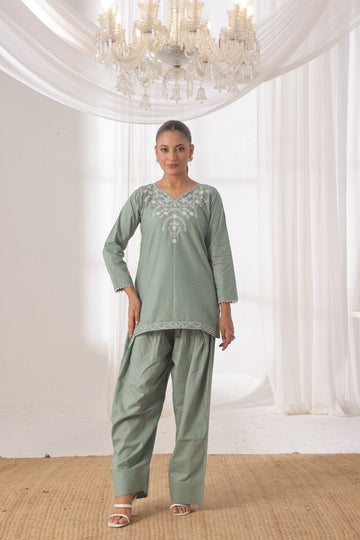 TWIN- 2PC COTTON COORD SET- MINT