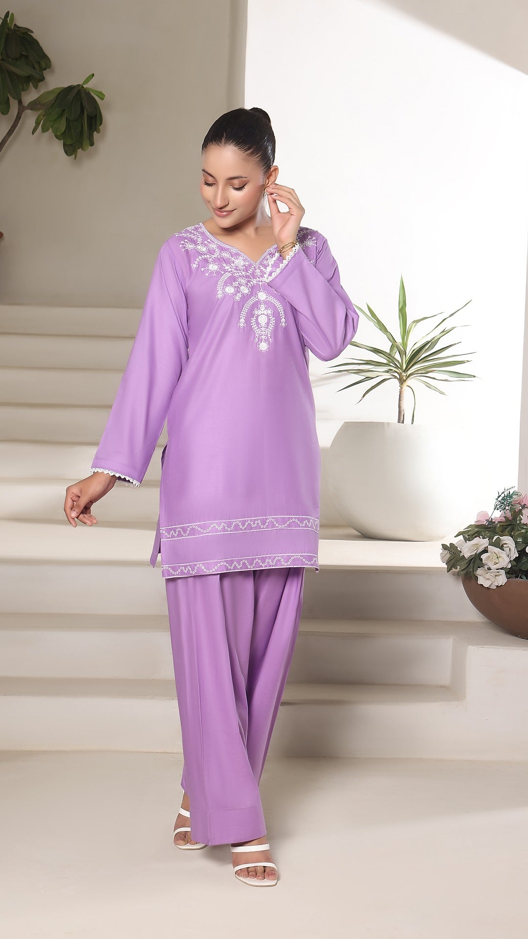 TWIN- 2PC COTTON COORD SET- LILAC