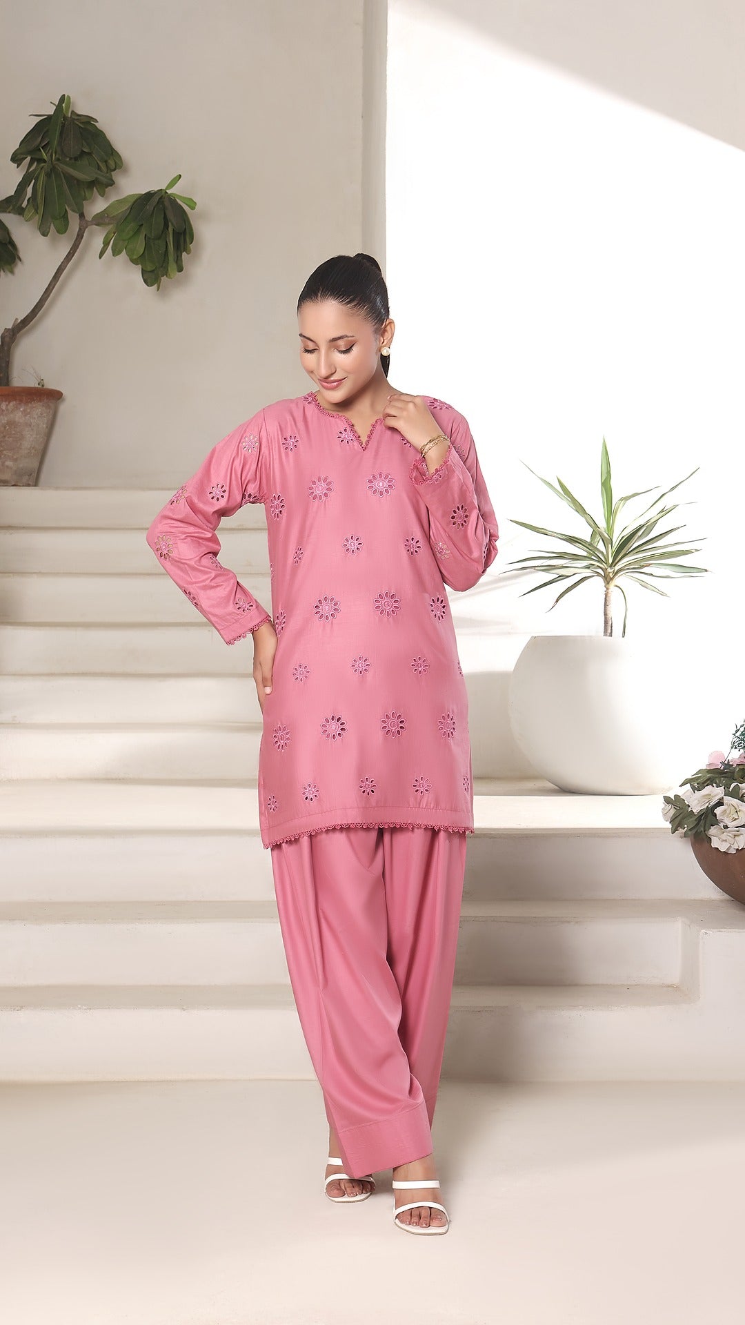 FLORA- 2PC COTTON COORD SET- ROSE