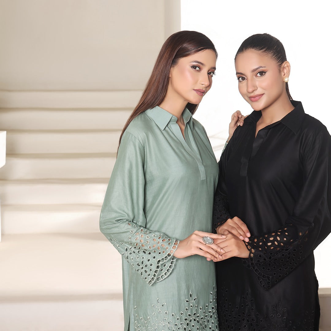 NURA - 2PC COTTON COORD SET- MINT