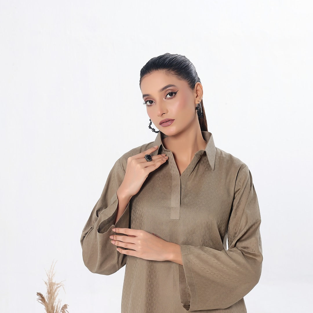 SOLACE- 2PC COTTON COORD SET- KHAKI