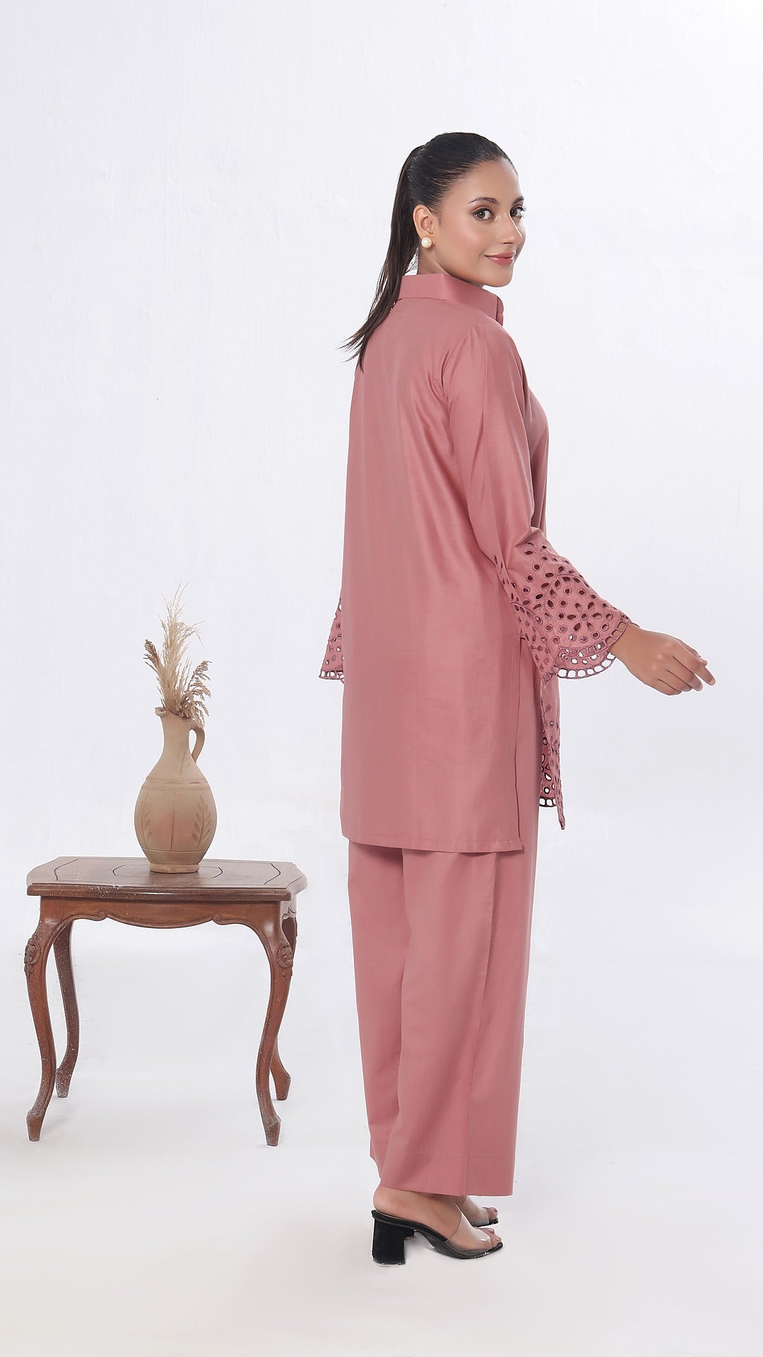 NURA- 2PC COTTON COORD SET- TEA PINK