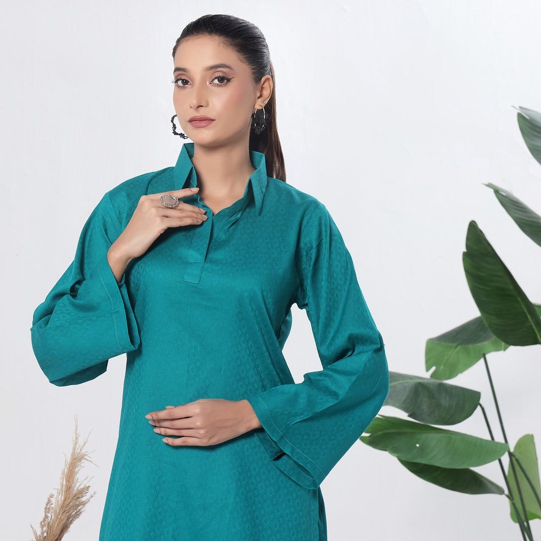 SOLACE- 2PC COTTON COORD SET- TEAL
