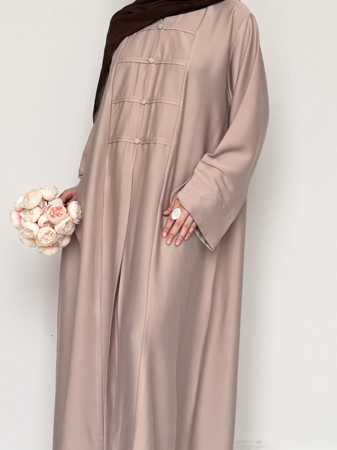 Liora - Pleated Abaya - Beige