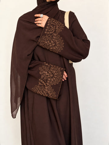 Cocoa Embroidered Abaya