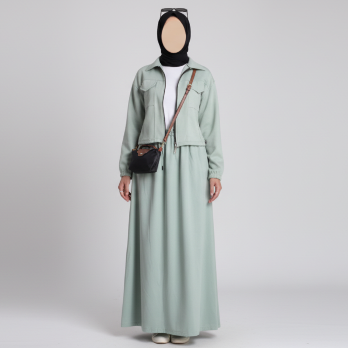 Serenity Fleece Jacket & Skirt Set - Sage