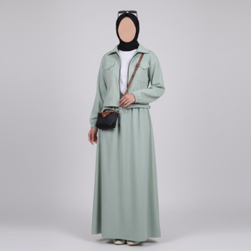 Serenity Fleece Jacket & Skirt Set - Sage