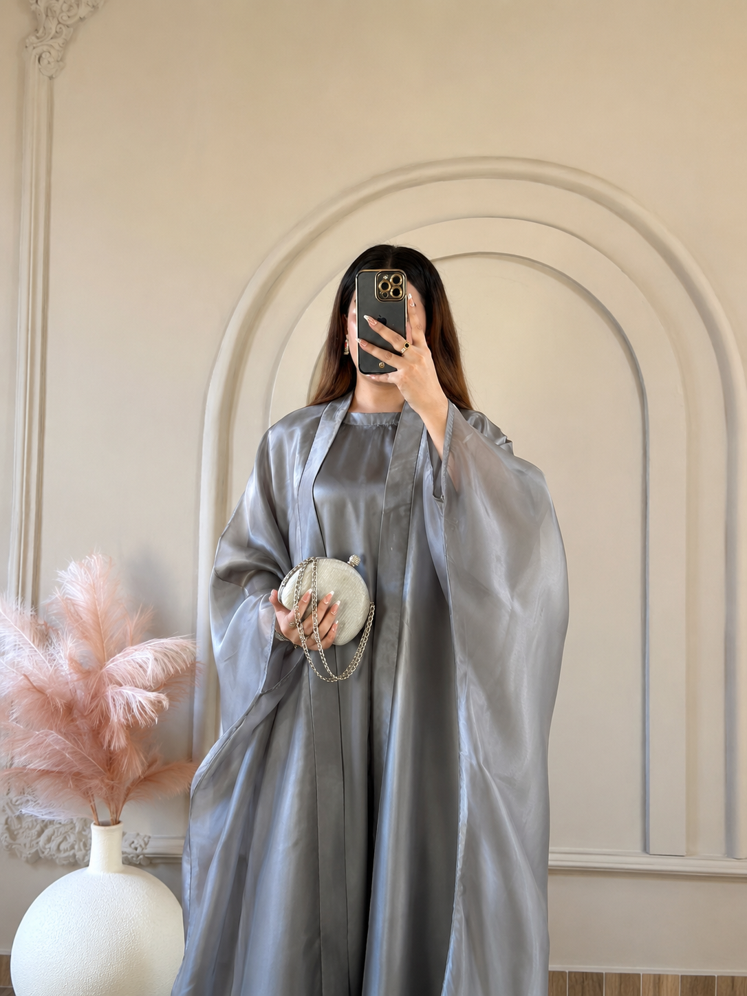 Moonveil Abaya-Silver