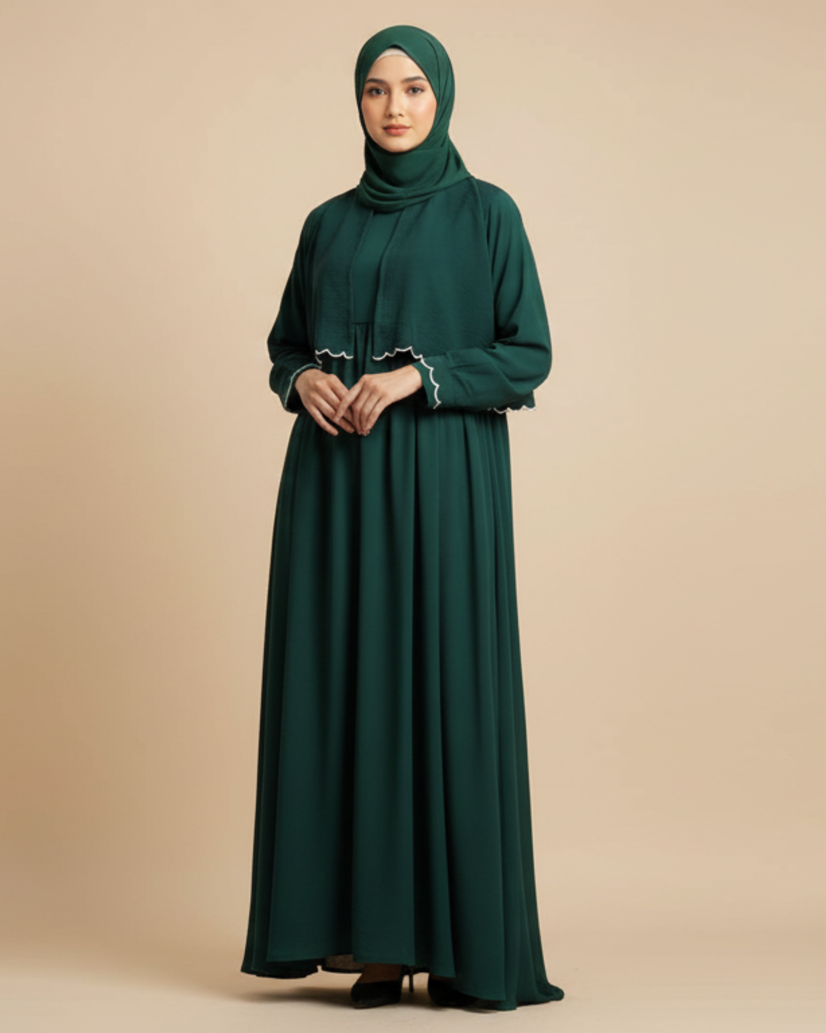 AYLIN - Cutwork Elegance Dress - Teal Green