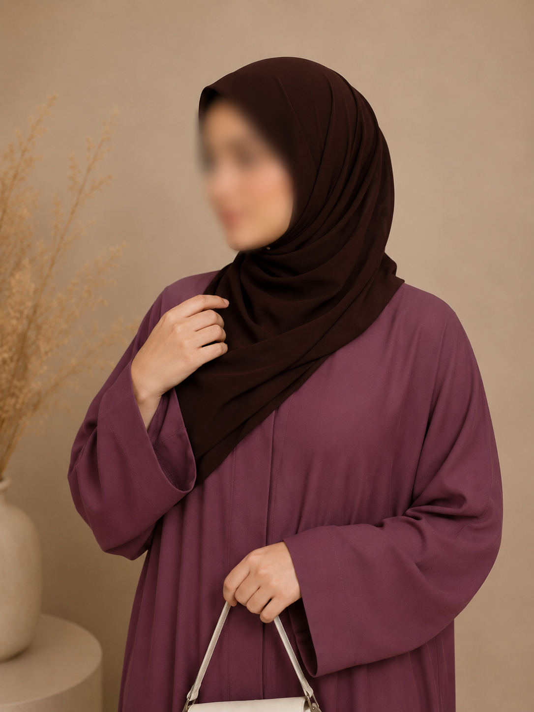 Everyday Front Open Abaya - Plum