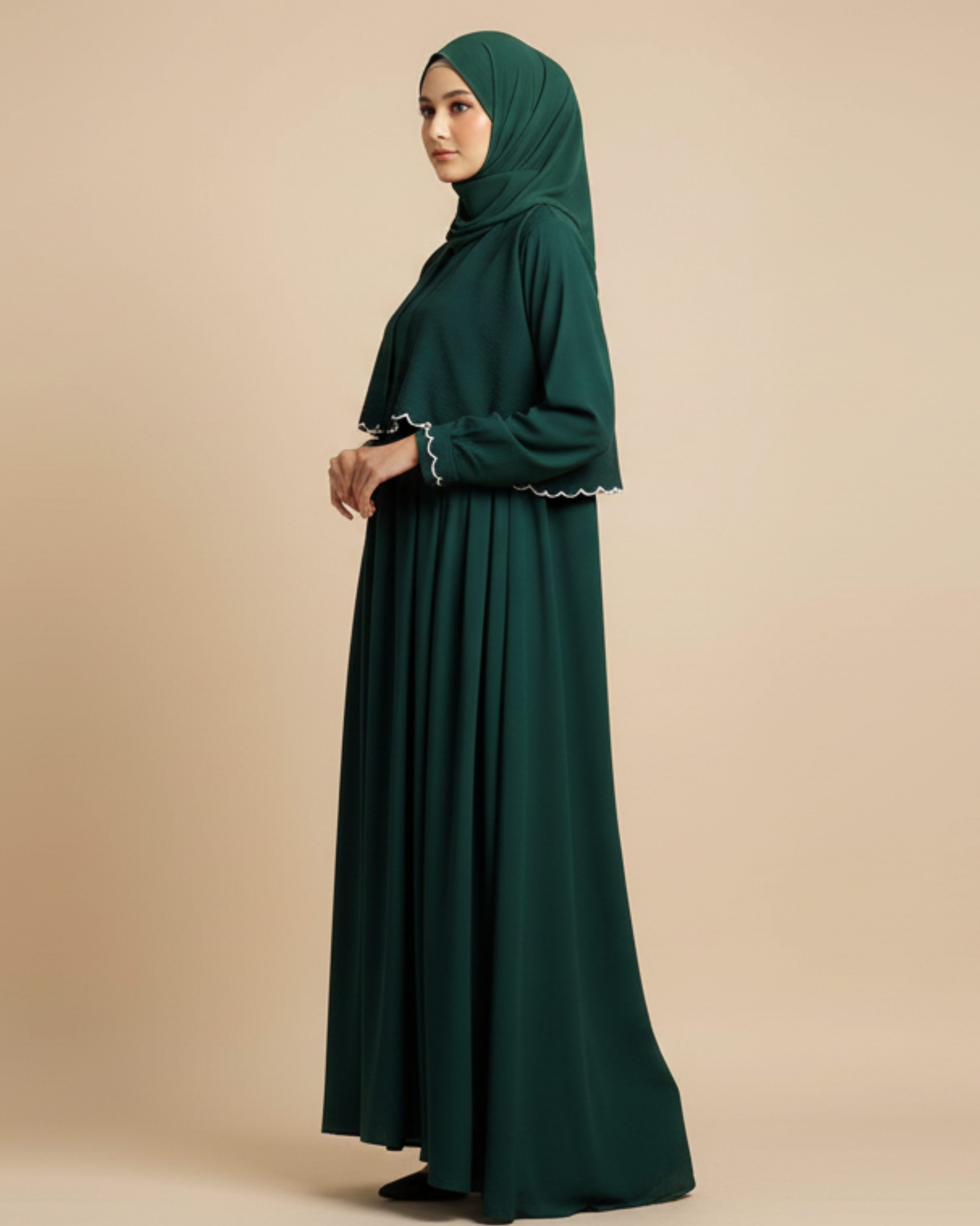 AYLIN - Cutwork Elegance Dress - Teal Green