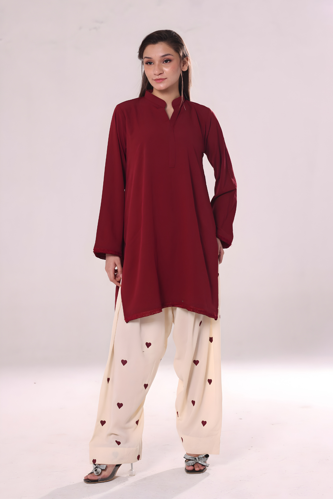 Heart Co ord Set- Red