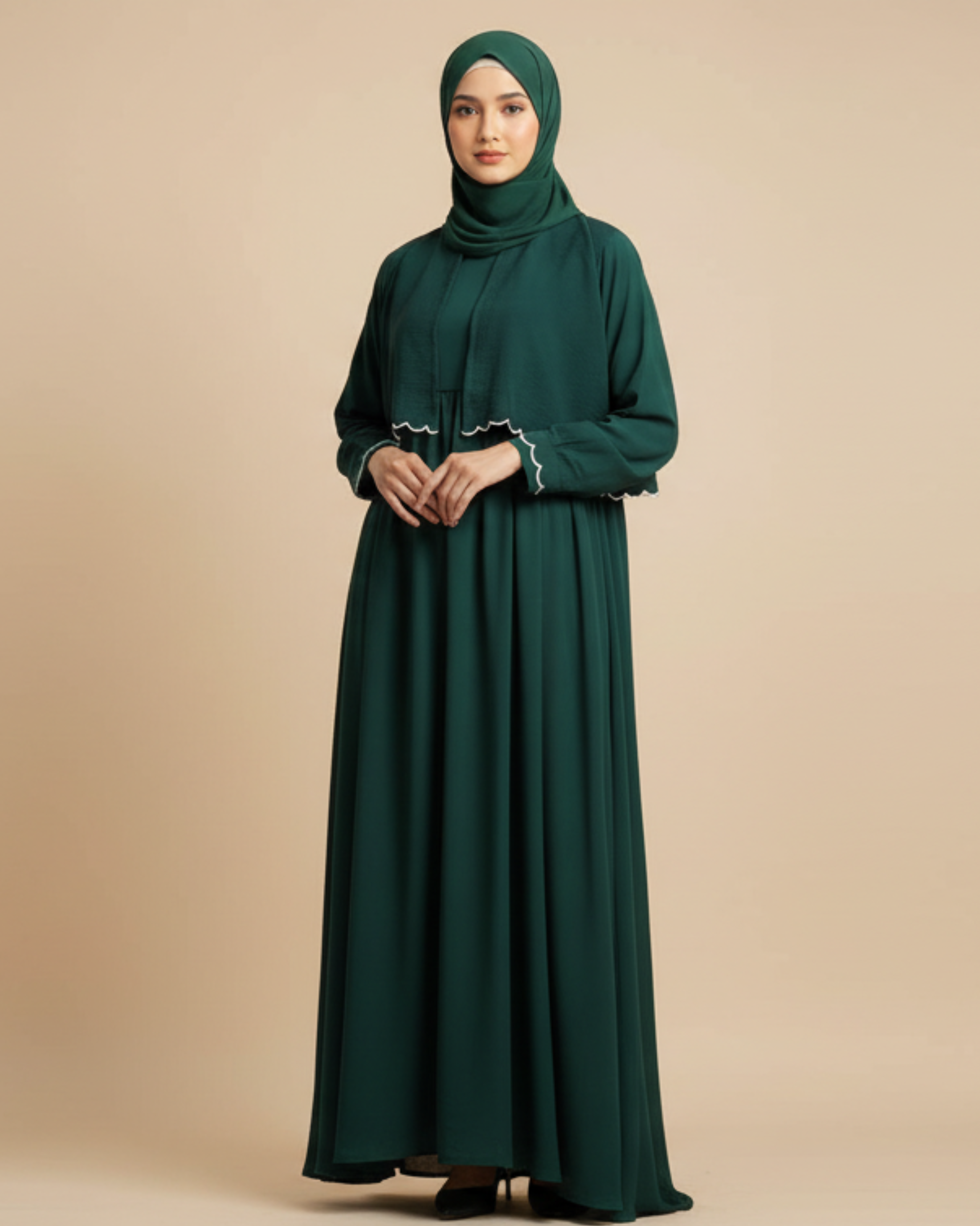 AYLIN - Cutwork Elegance Dress - Teal Green