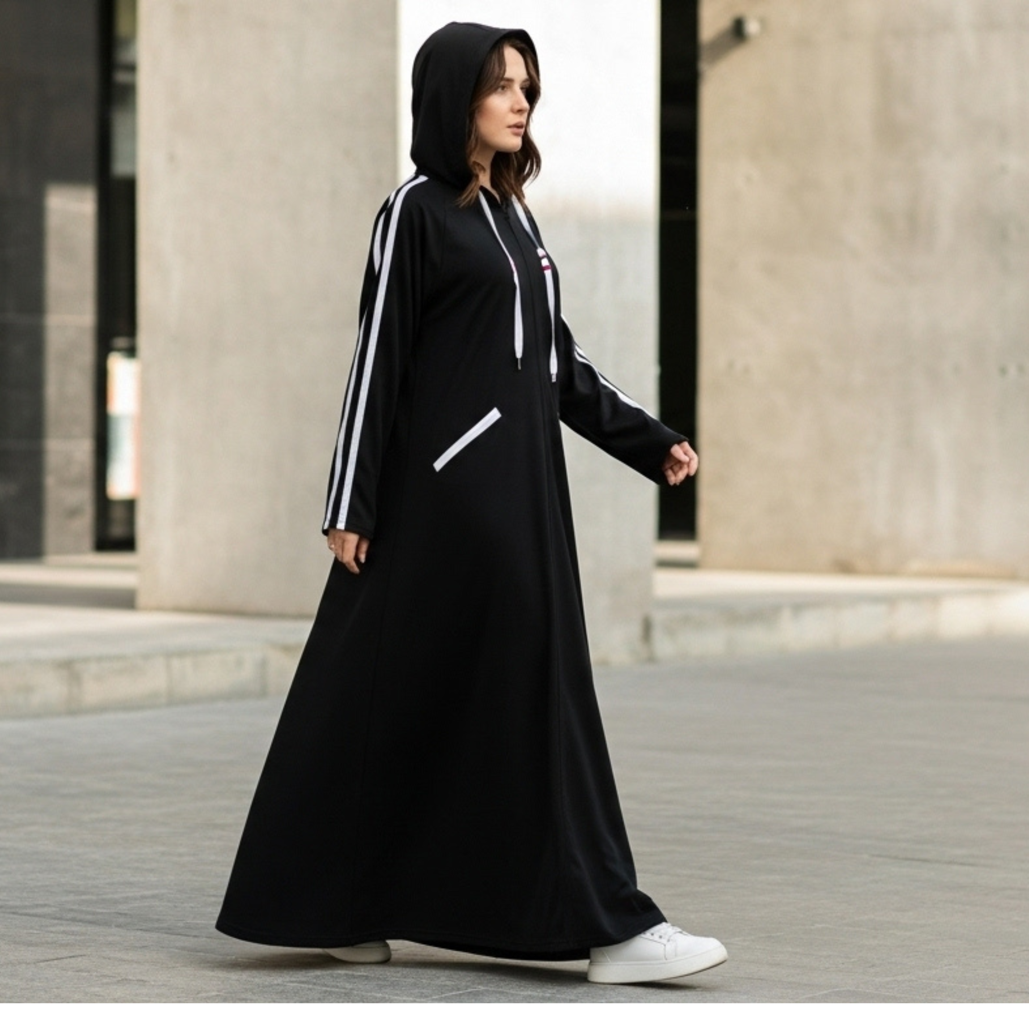 Hoodie Abaya - BLACK