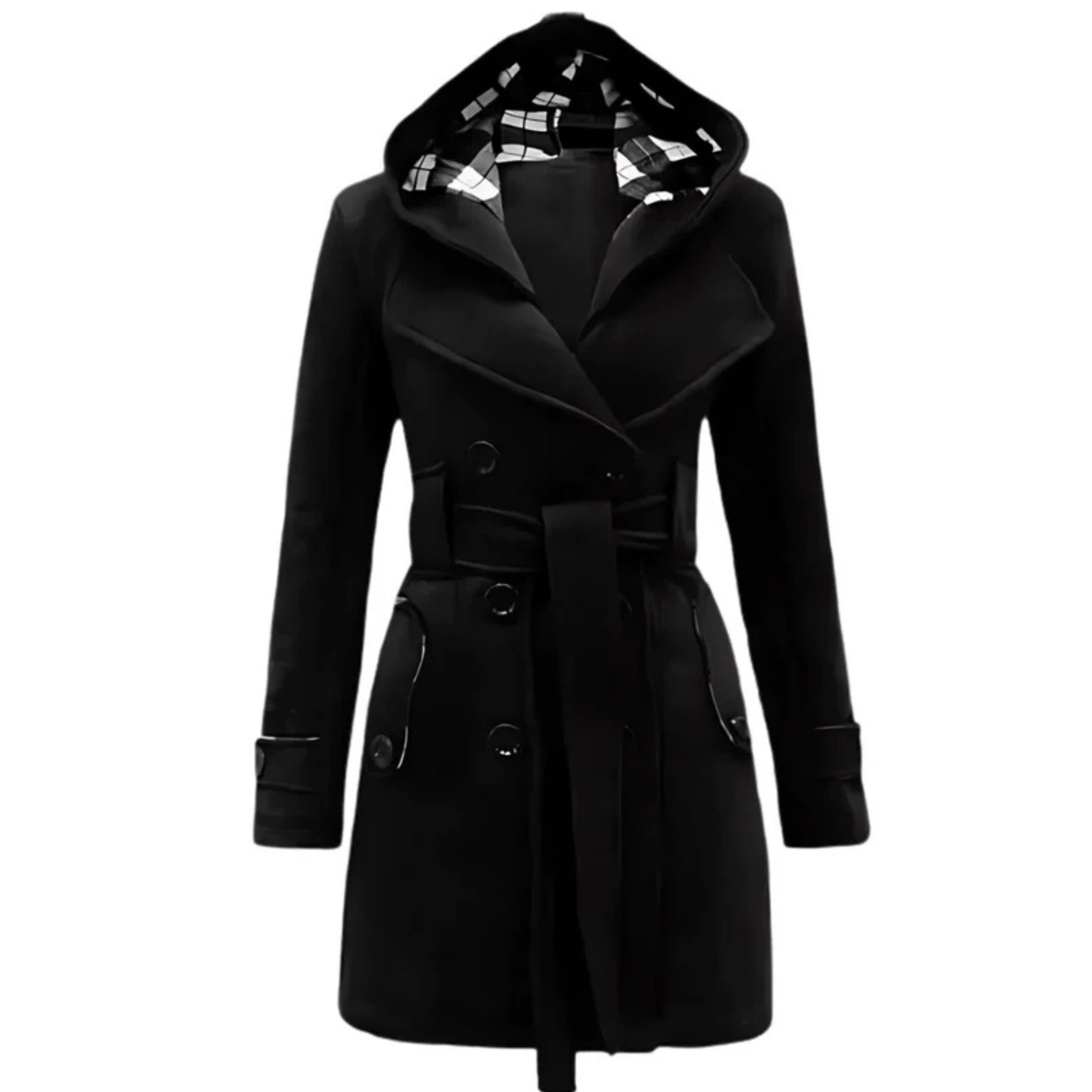 Winter Fleece Hooded Coat - Black