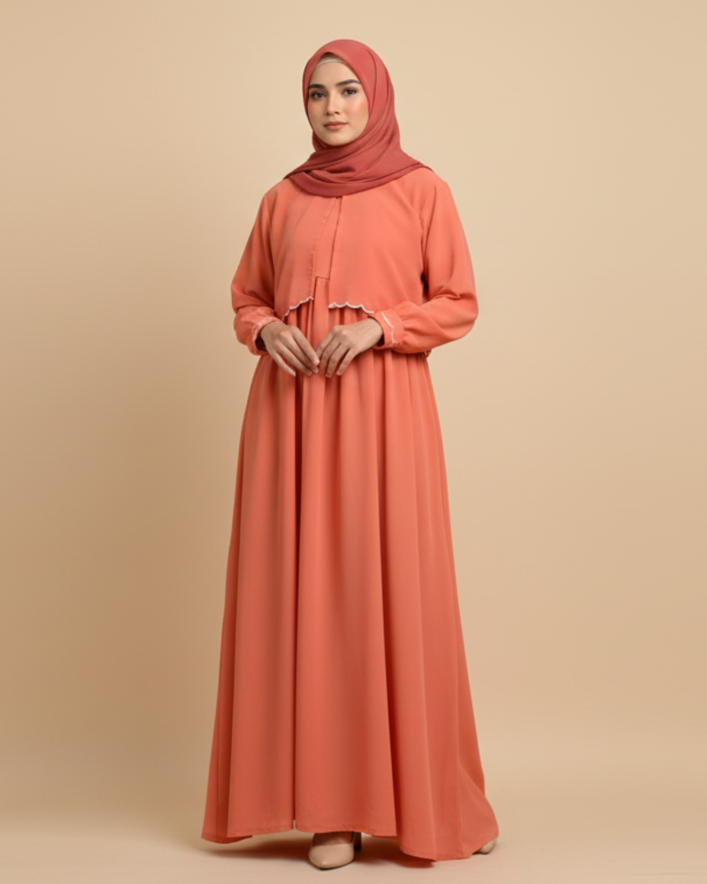 AYLIN - Cutwork Elegance Dress - Peach