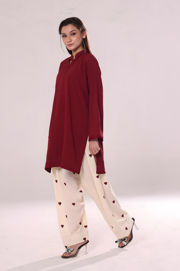 Heart Co ord Set- Red