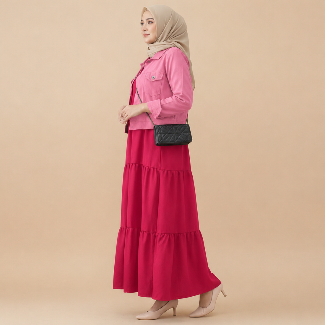 Frock+Jacket Duo- Pink/Soft Pink
