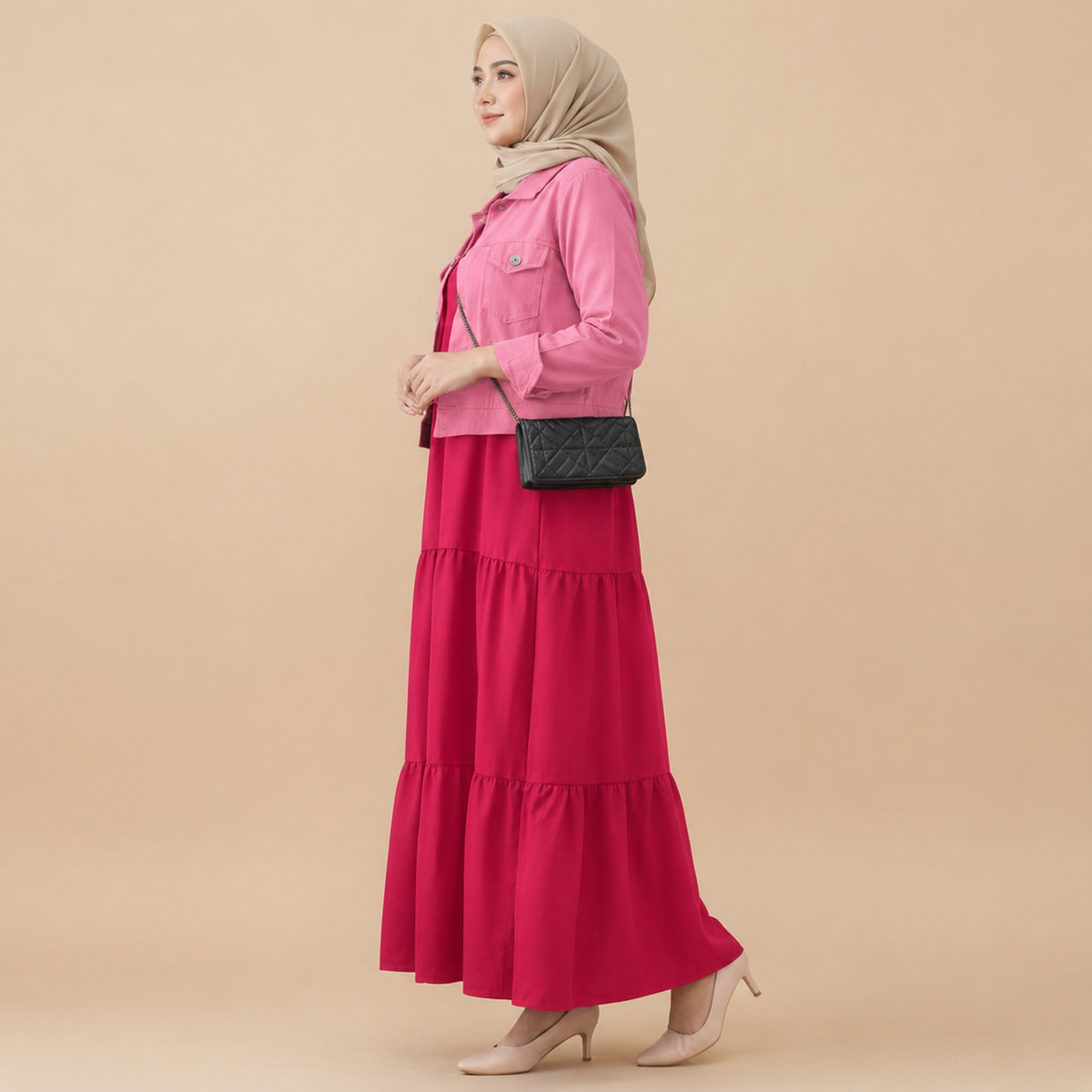 Frock+Jacket Duo- Pink/Soft Pink
