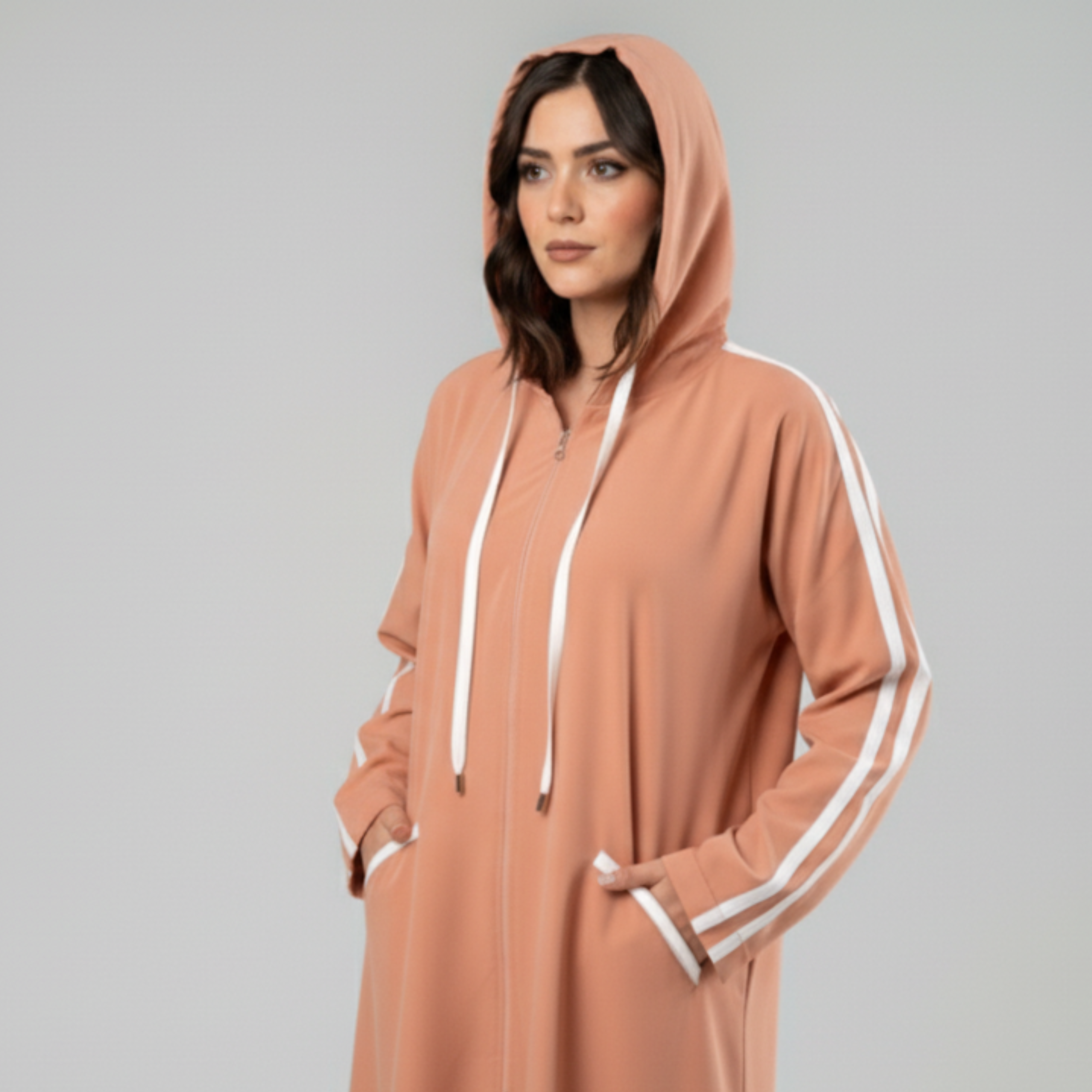 Hoodie Abaya - PEACH