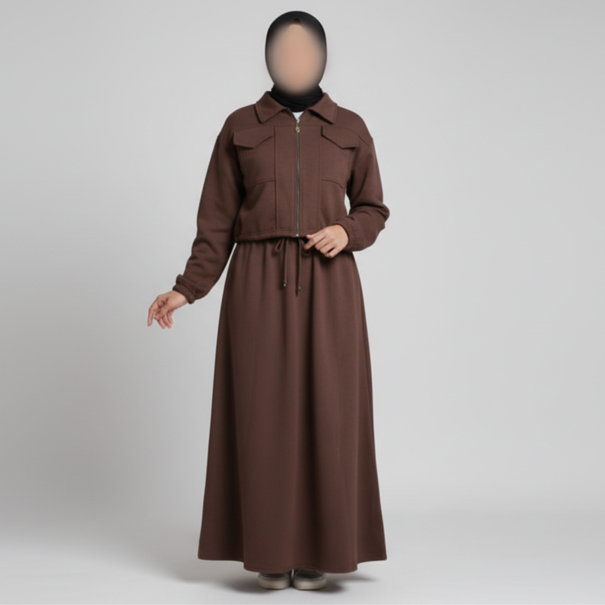 Serenity Fleece Jacket & Skirt Set - Cocoa