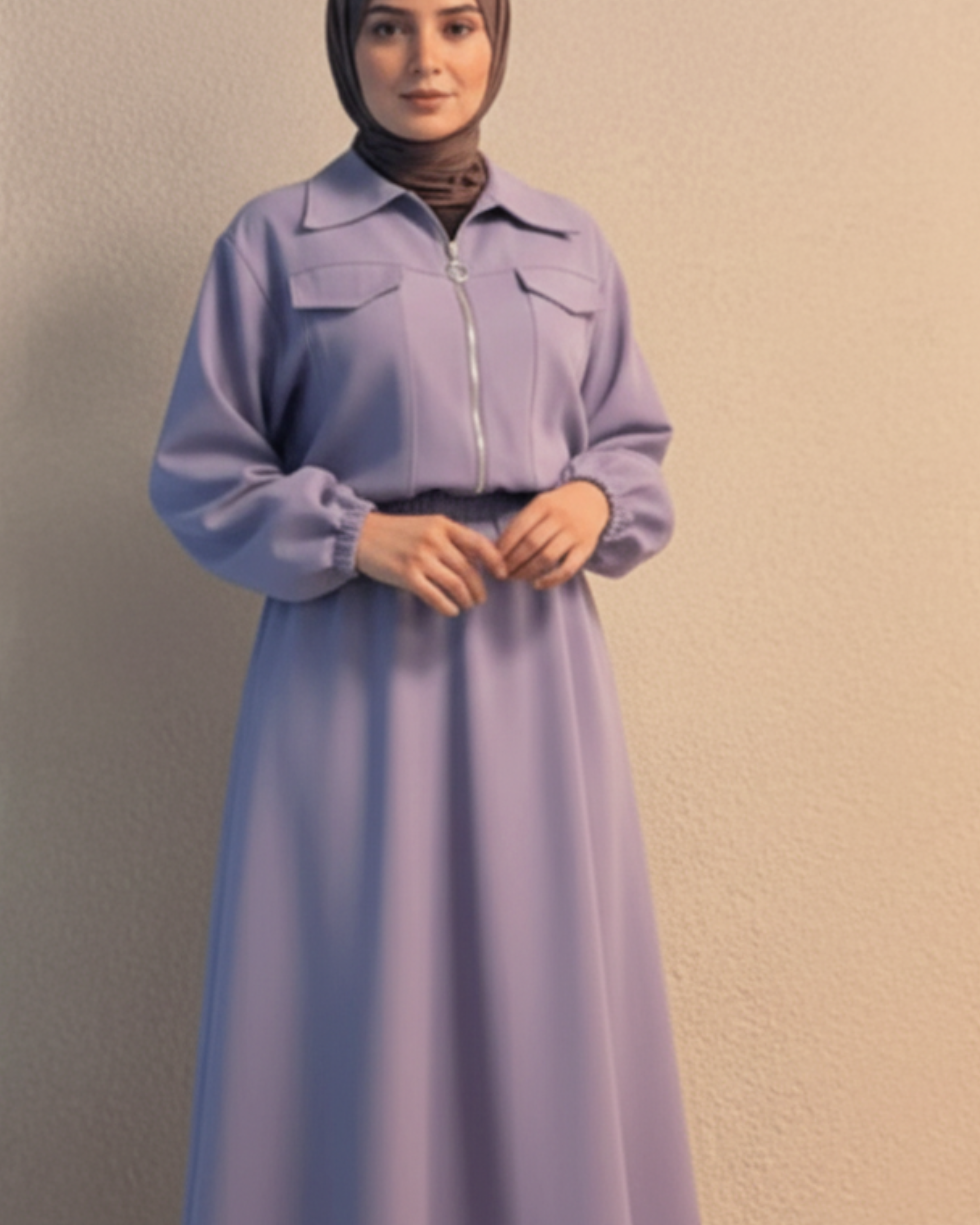 Two-Piece Fleece Modest Set – Lilac