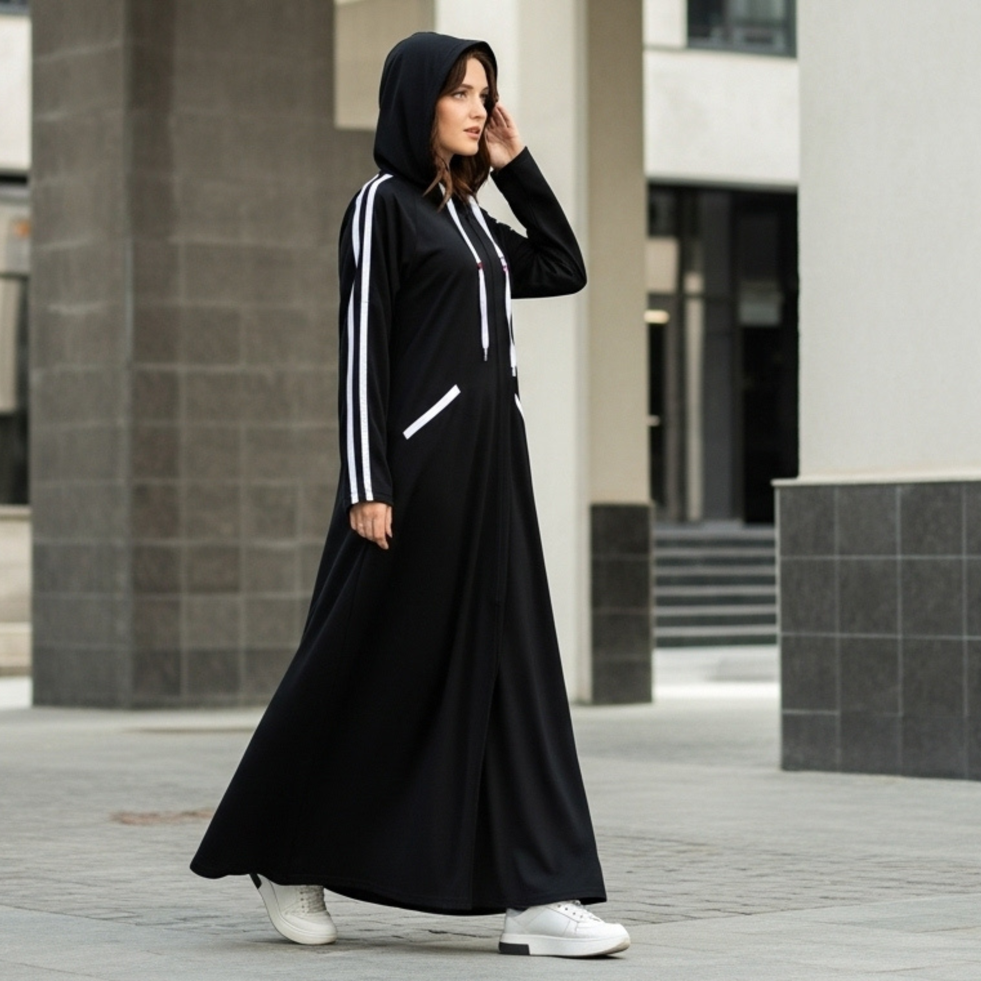Hoodie Abaya - BLACK