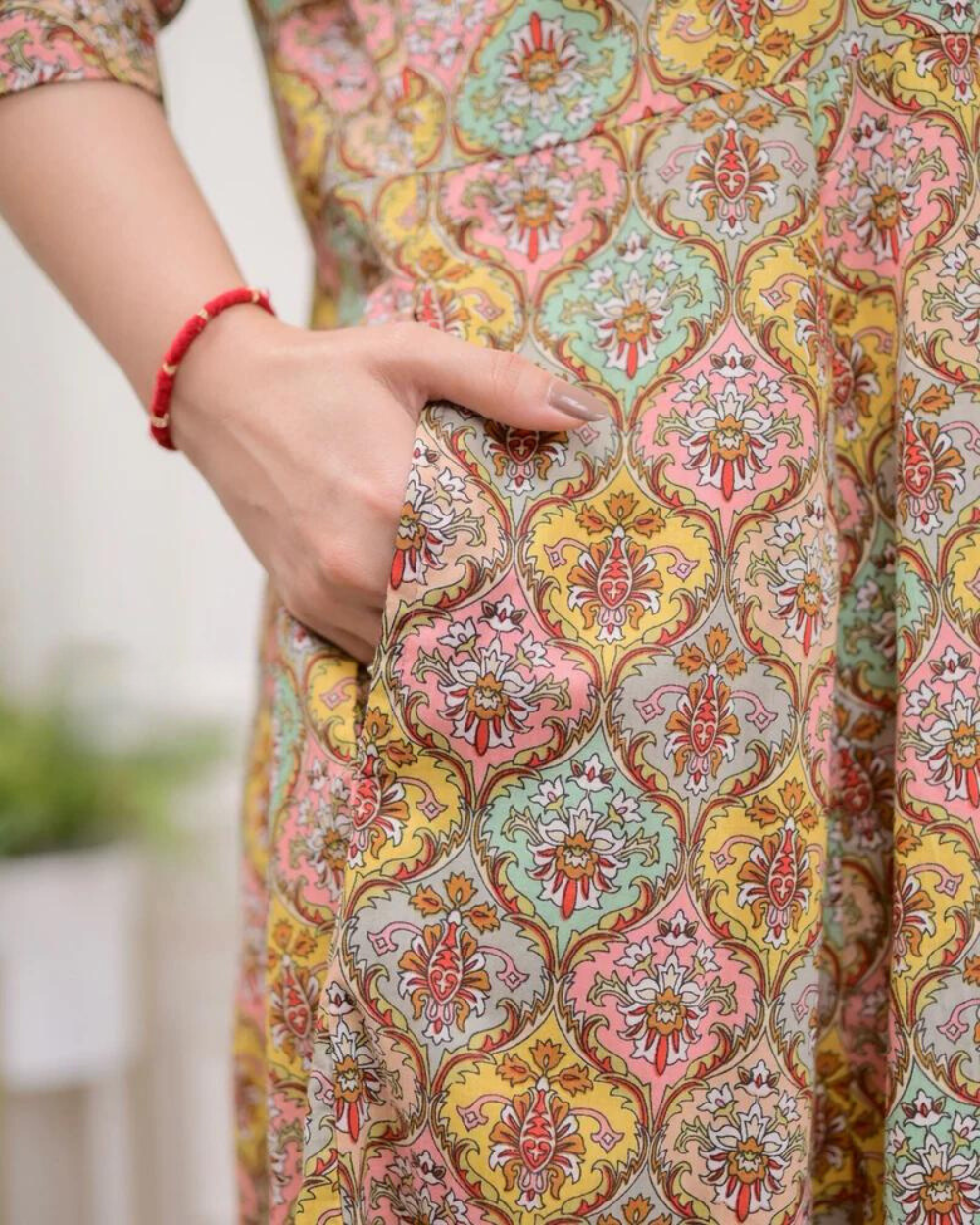 Multi Color Floral  A Line Dress