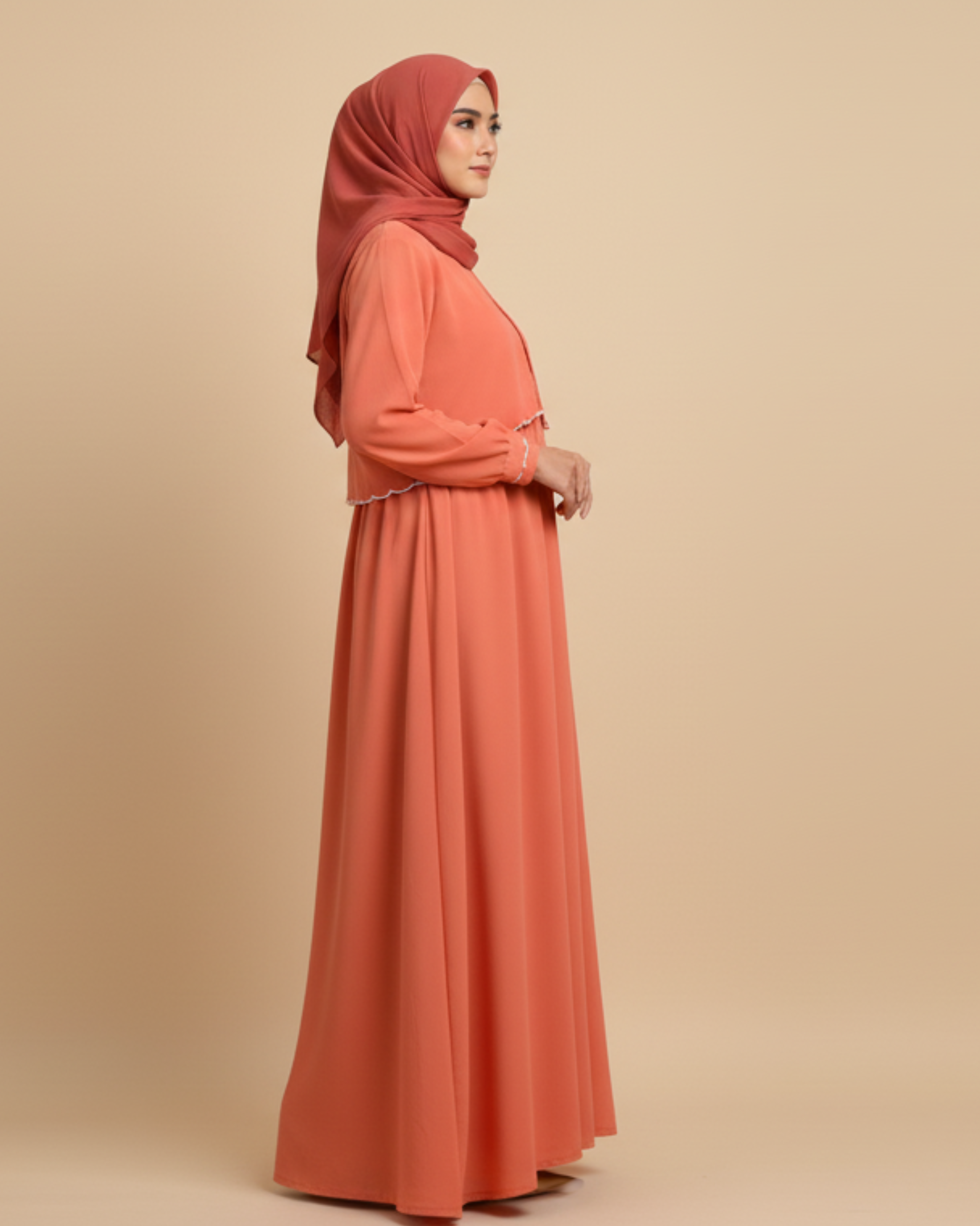 AYLIN - Cutwork Elegance Dress - Peach