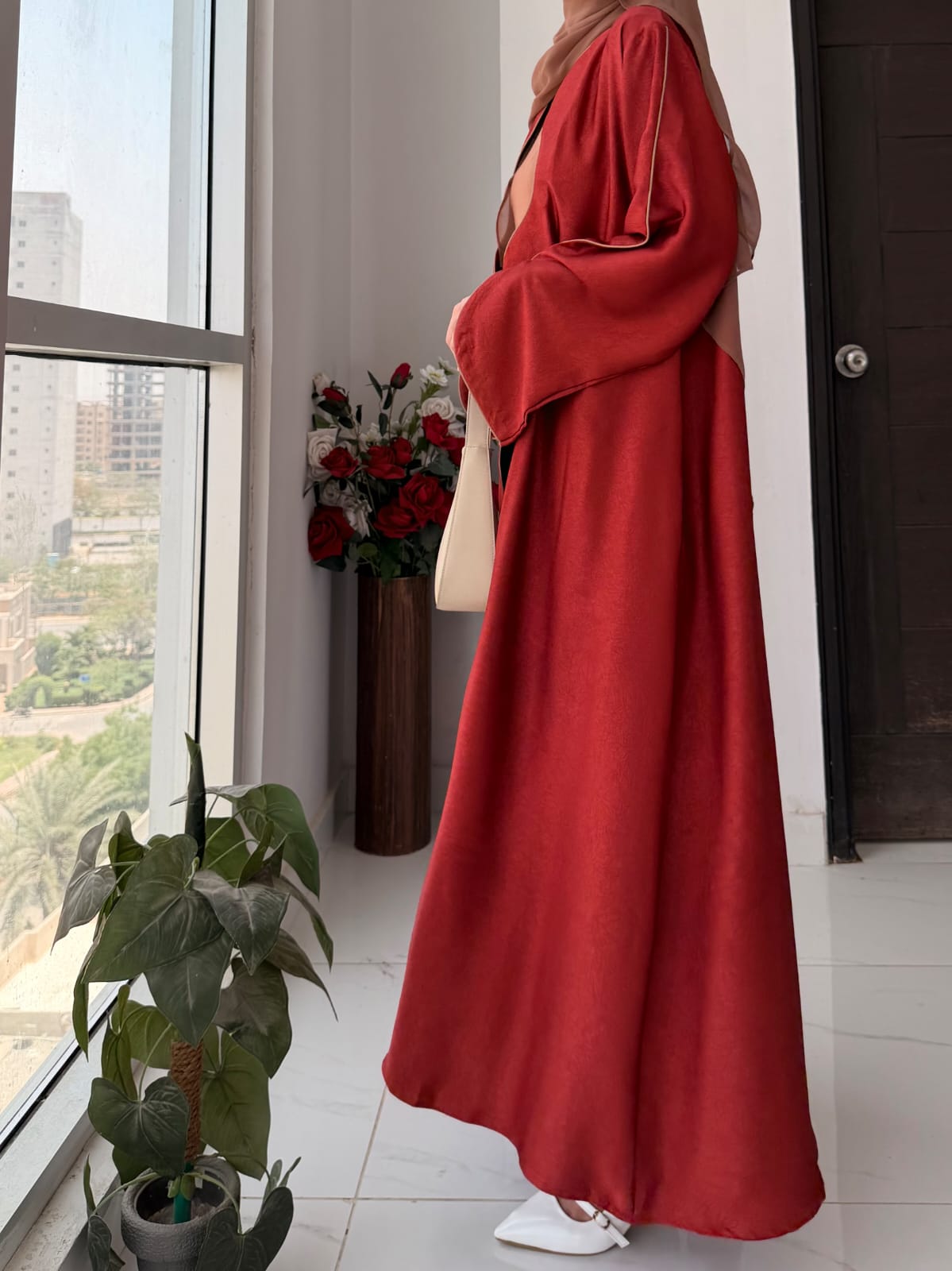 Textured Scallop Coat-Rust