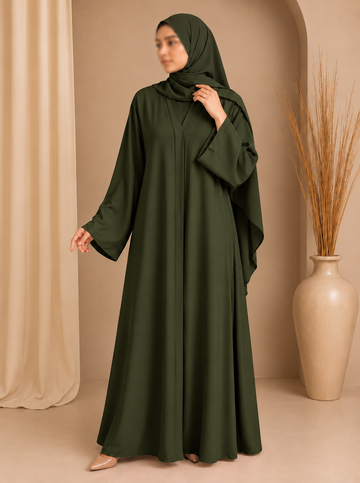 Everyday Front Open Abaya – Olive