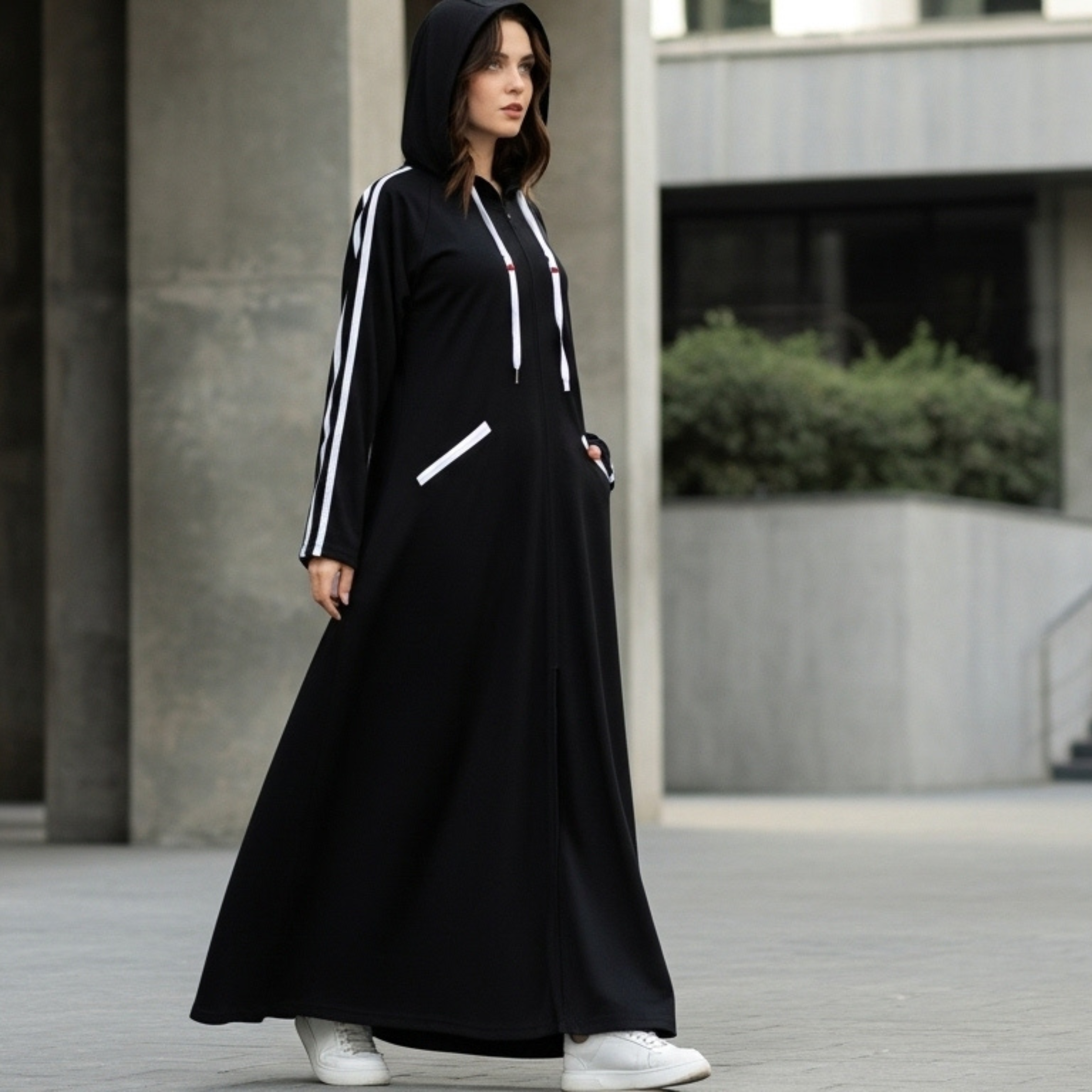 Hoodie Abaya - BLACK