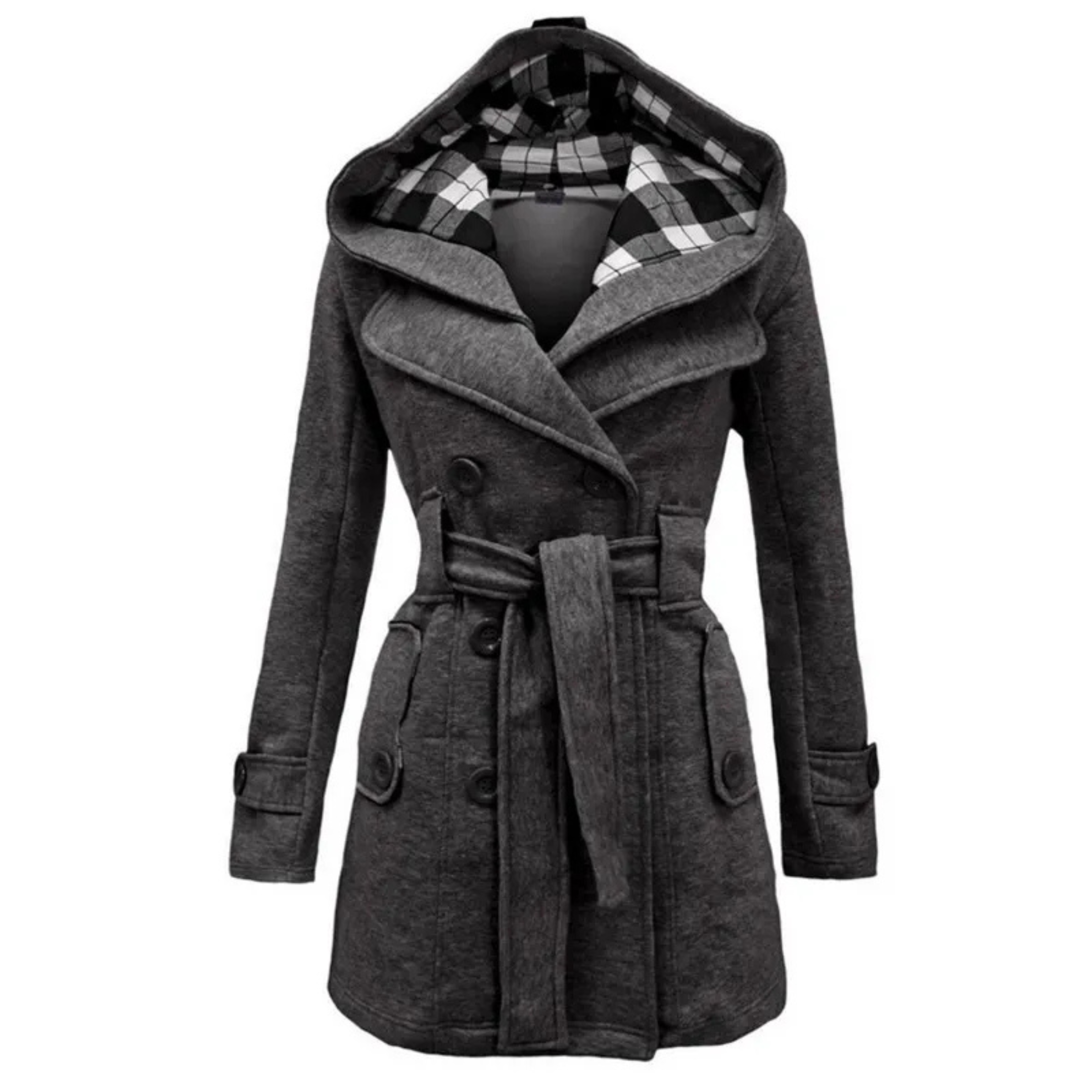 Winter Fleece Hooded Coat - Black