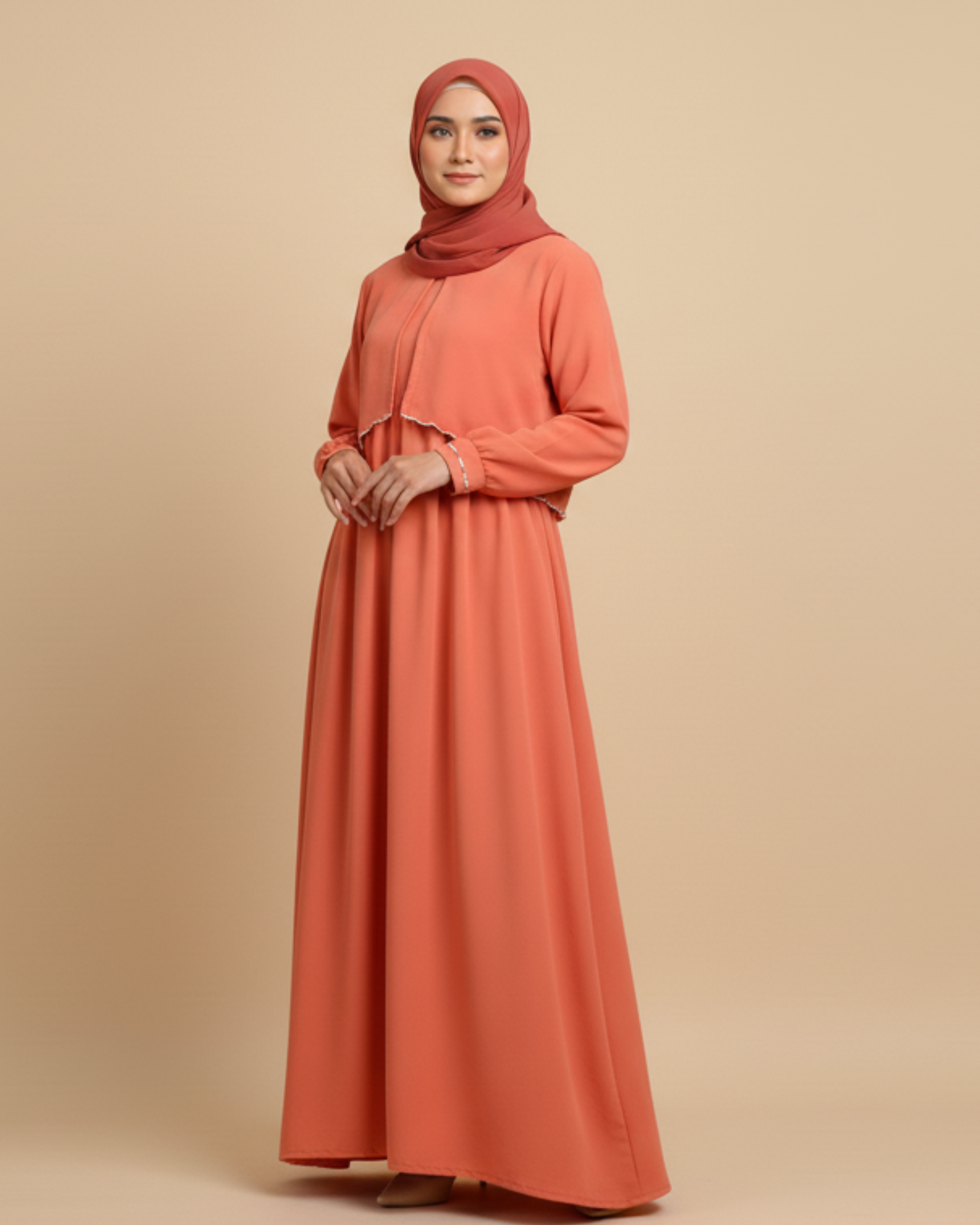 AYLIN - Cutwork Elegance Dress - Peach