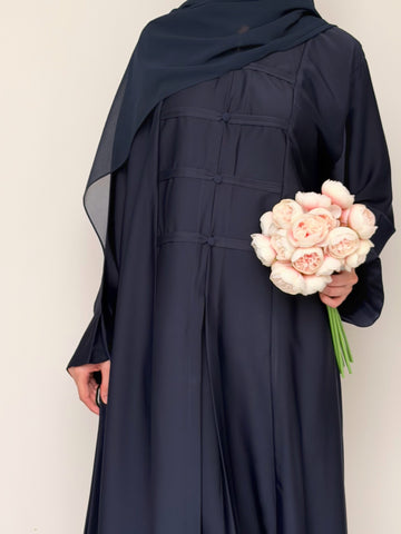 Liora - Pleated Abaya - Navy