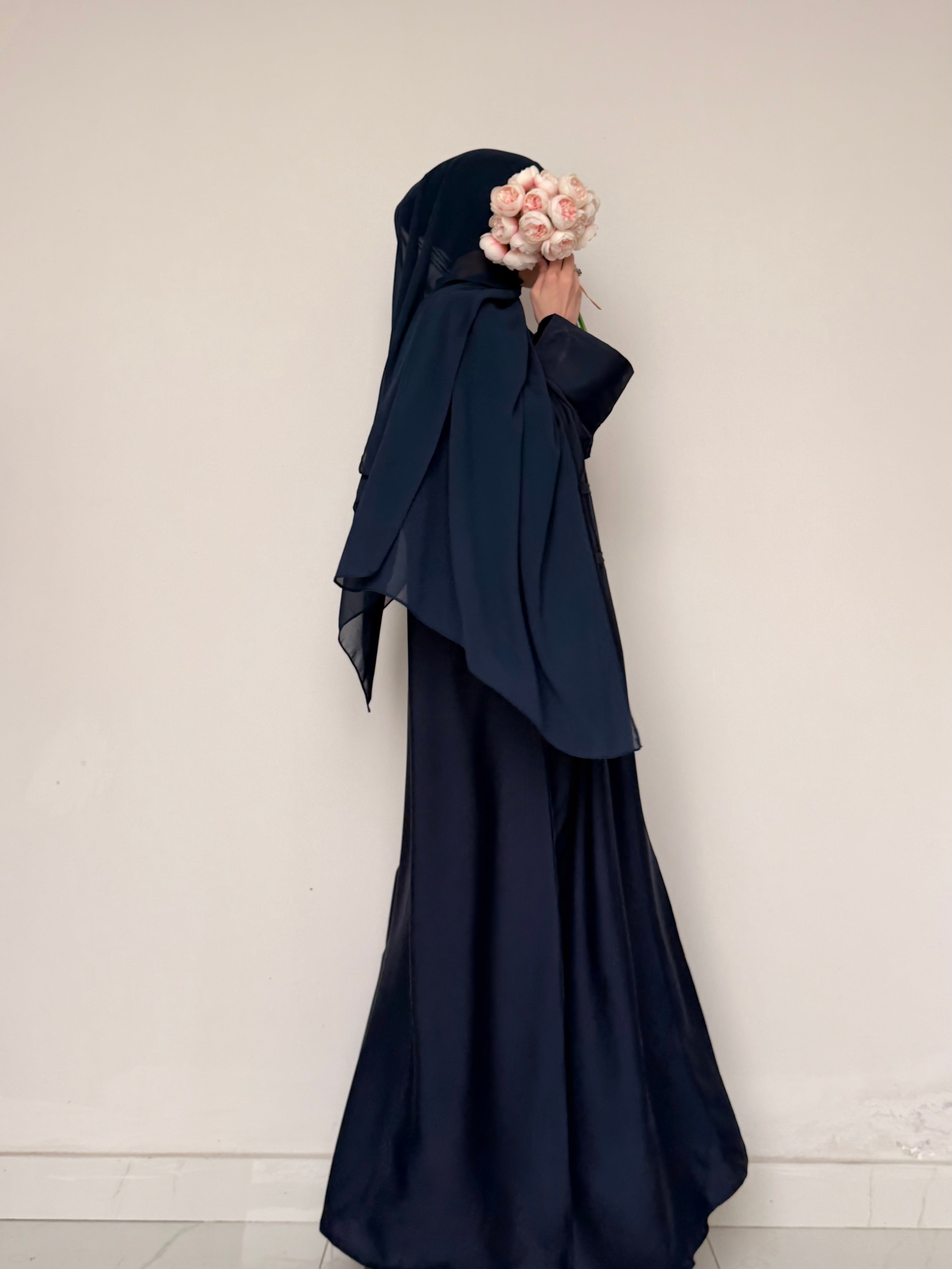 Liora - Pleated Abaya - Navy