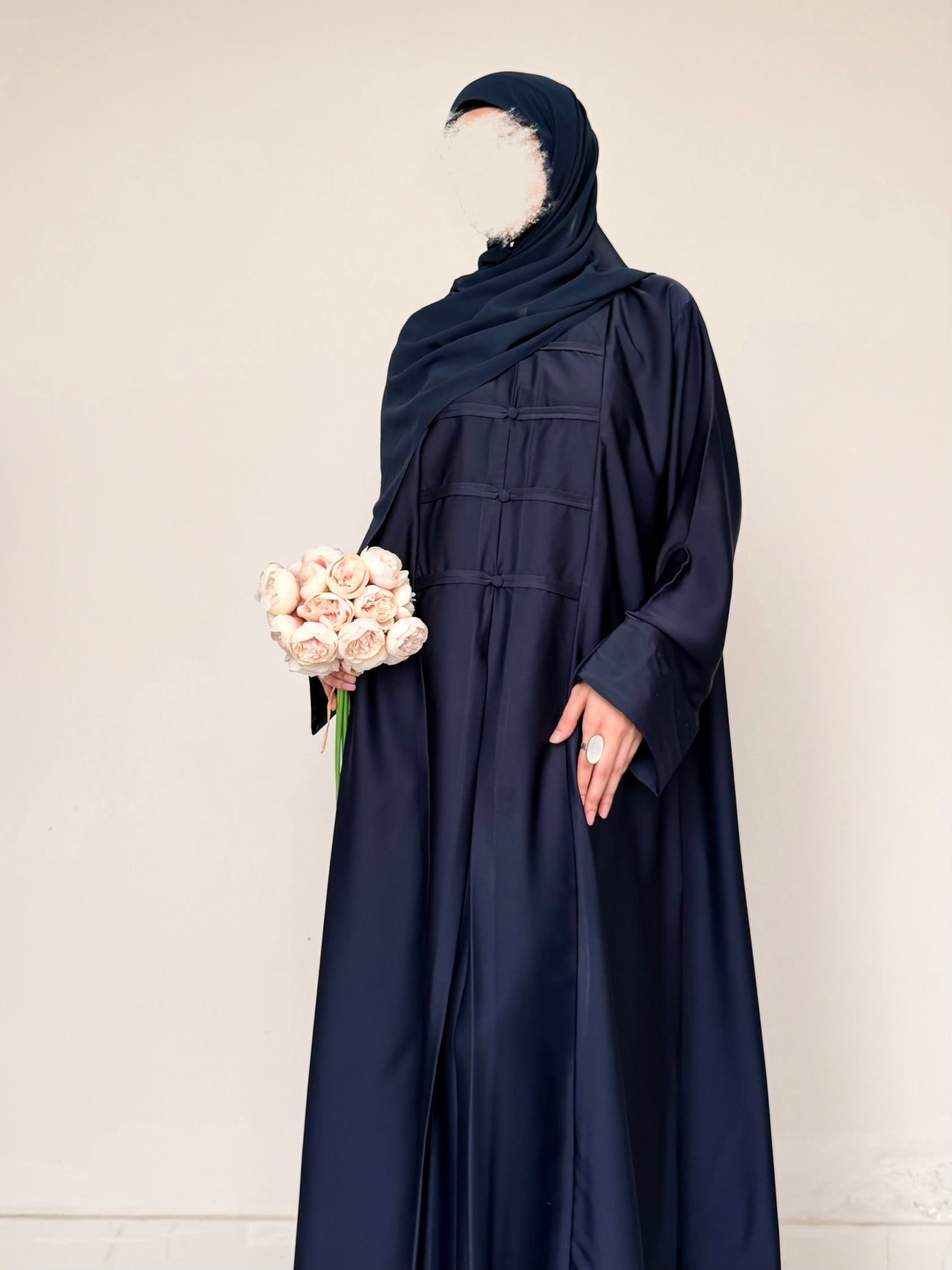 Liora - Pleated Abaya - Navy