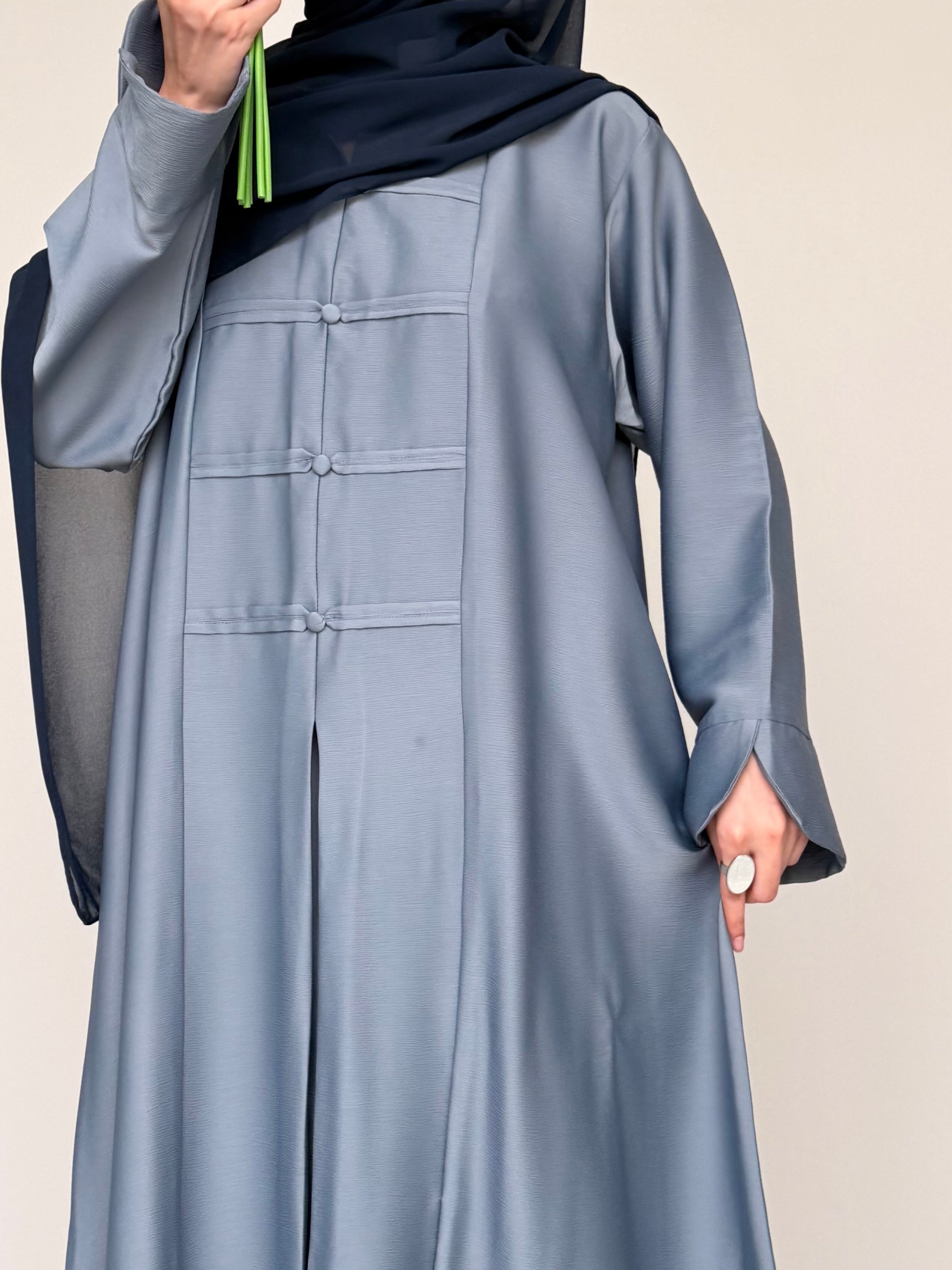 Liora - Pleated Abaya - Ice Blue