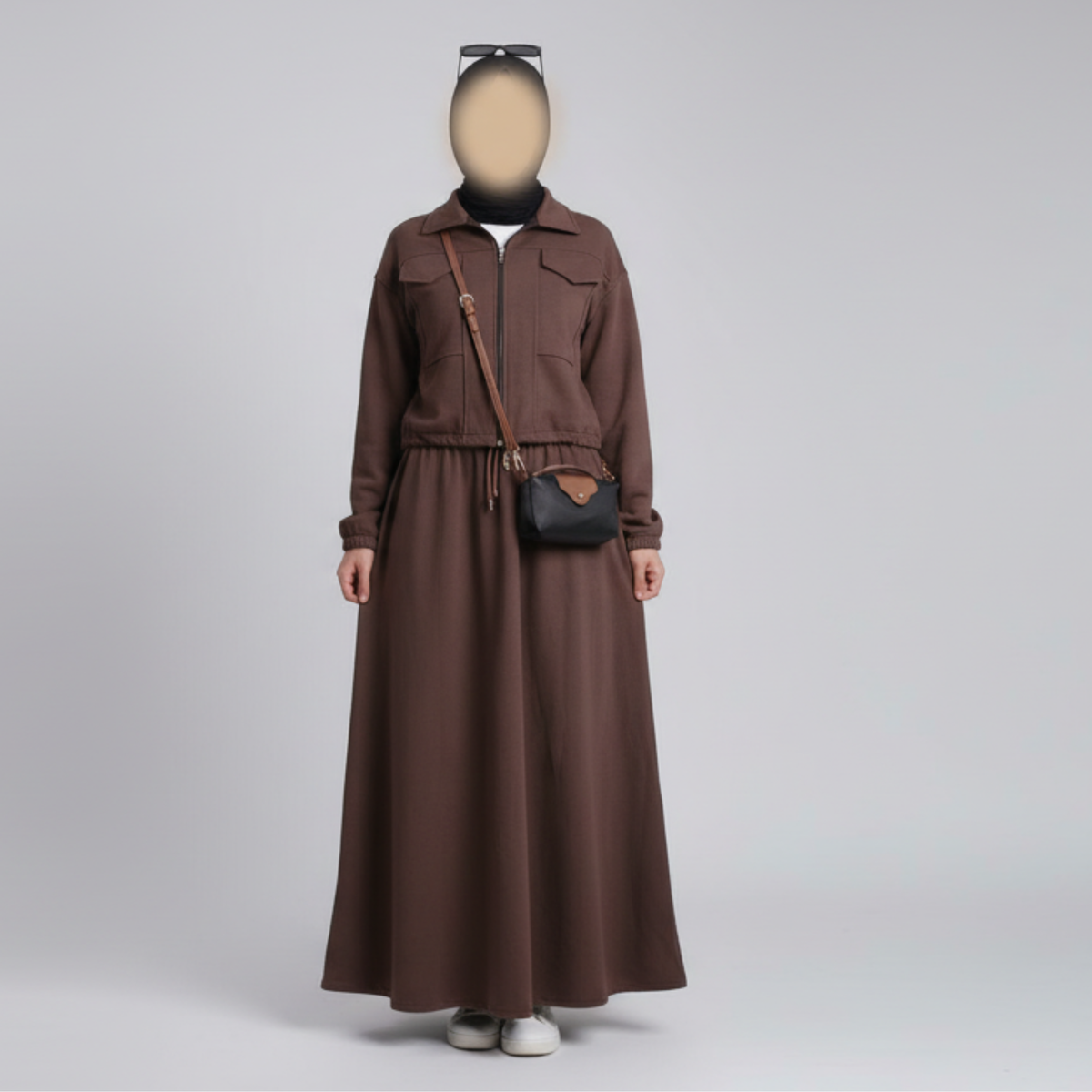 Serenity Fleece Jacket & Skirt Set - Cocoa