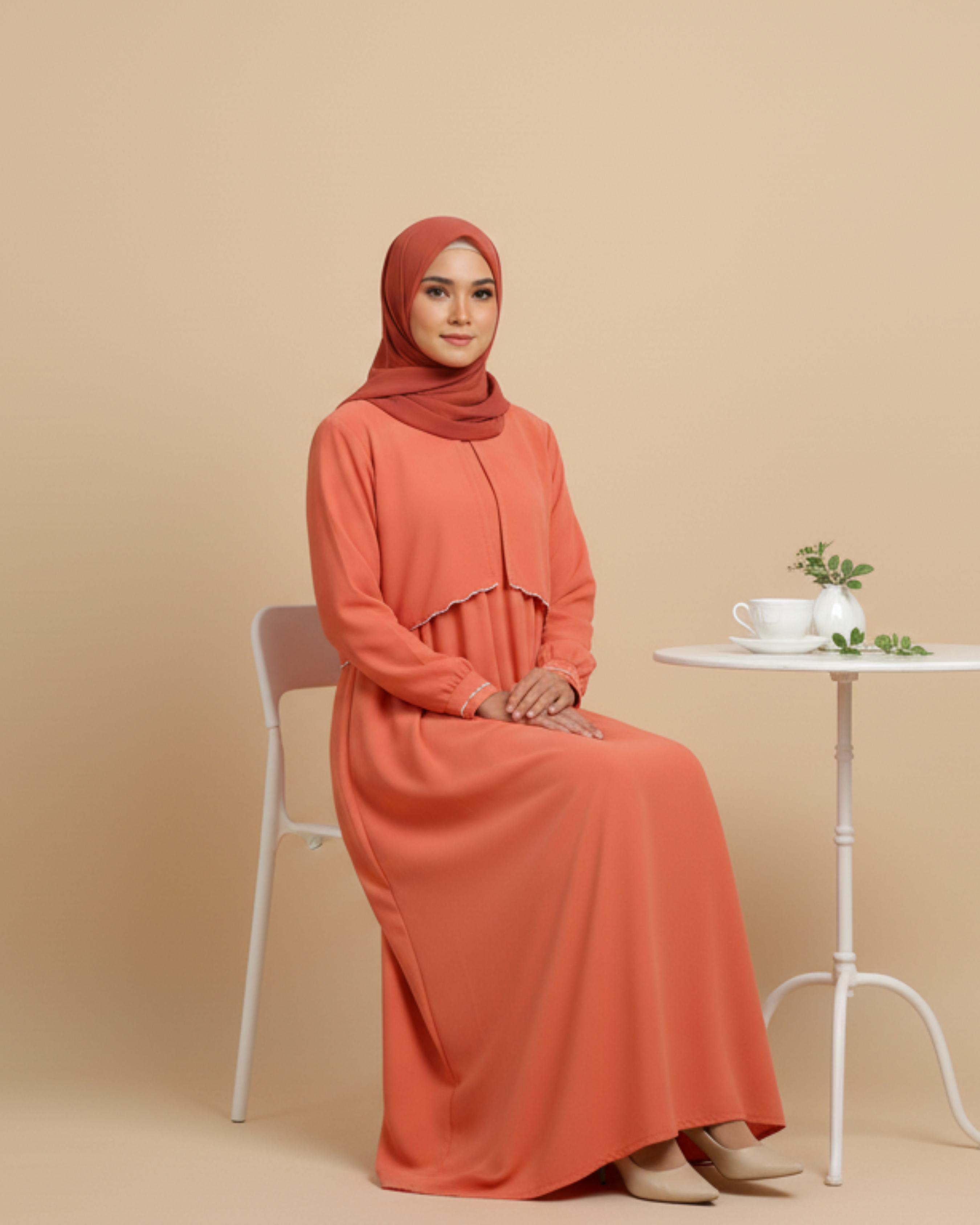 AYLIN - Cutwork Elegance Dress - Peach