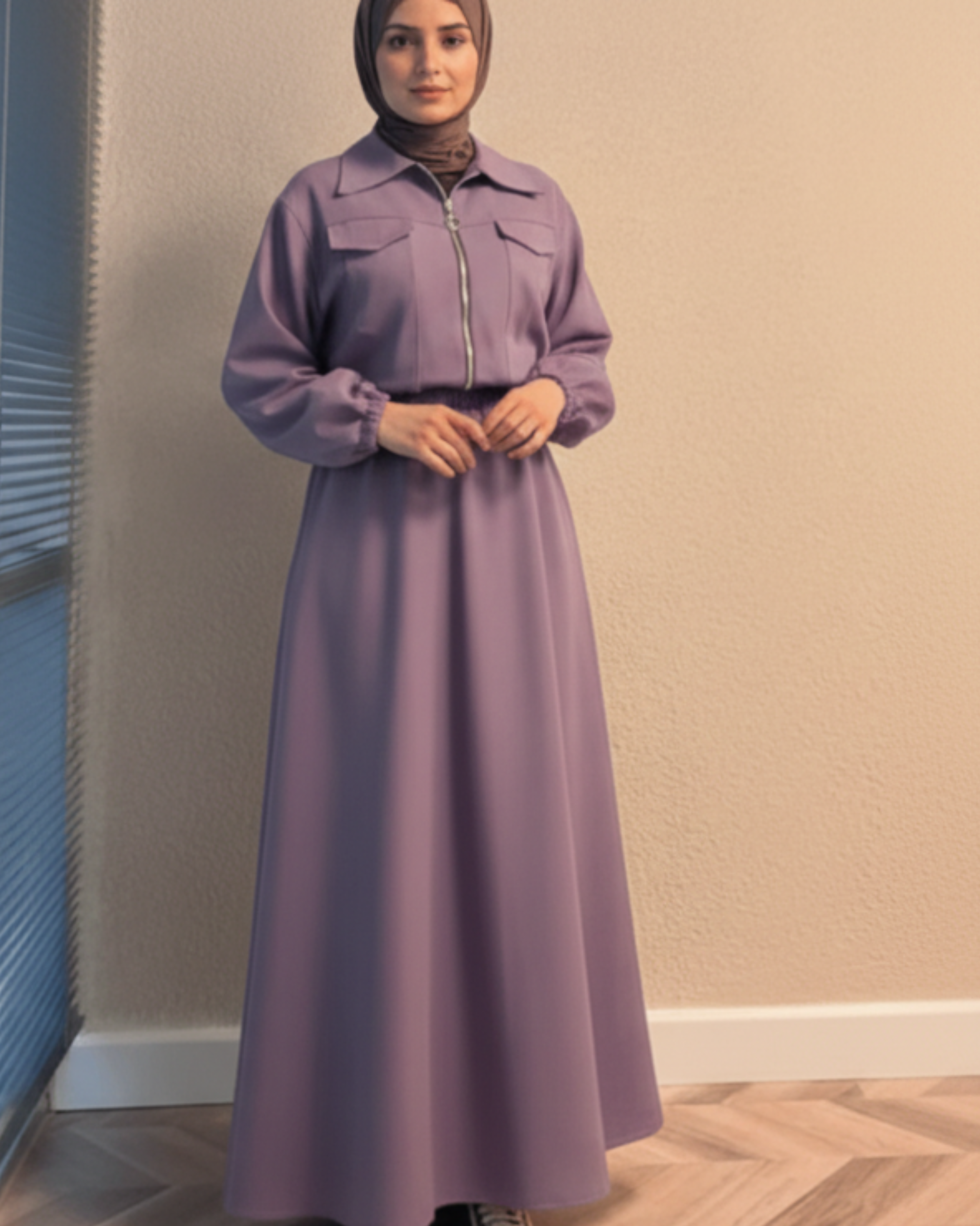 Two-Piece Fleece Modest Set – Lilac