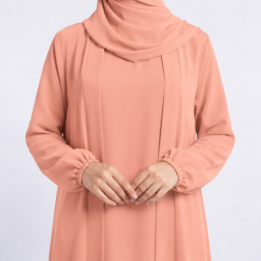 Aira - Kimono Abaya with attached inner - Soft Rose